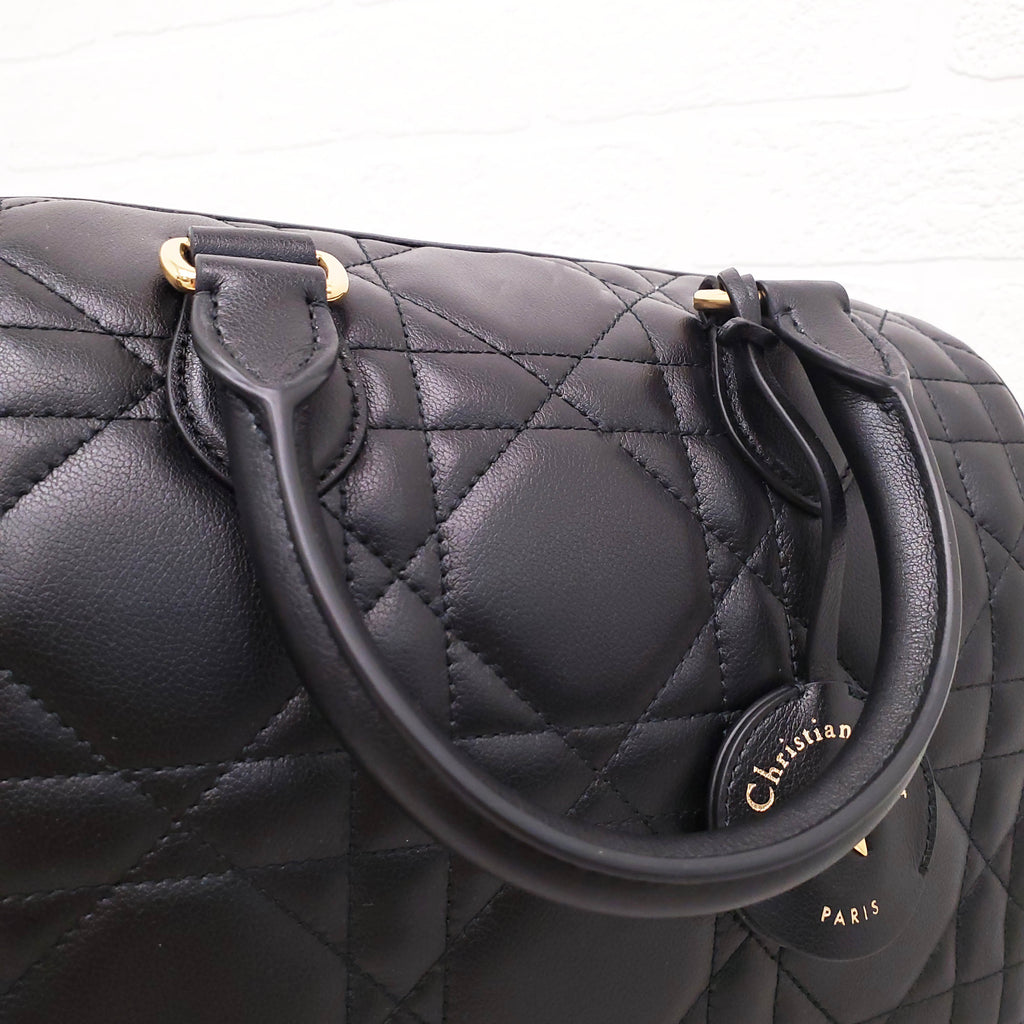 DIOR BLACK MACROCANNAGE CALFSKIN GROOVE 25 BAG