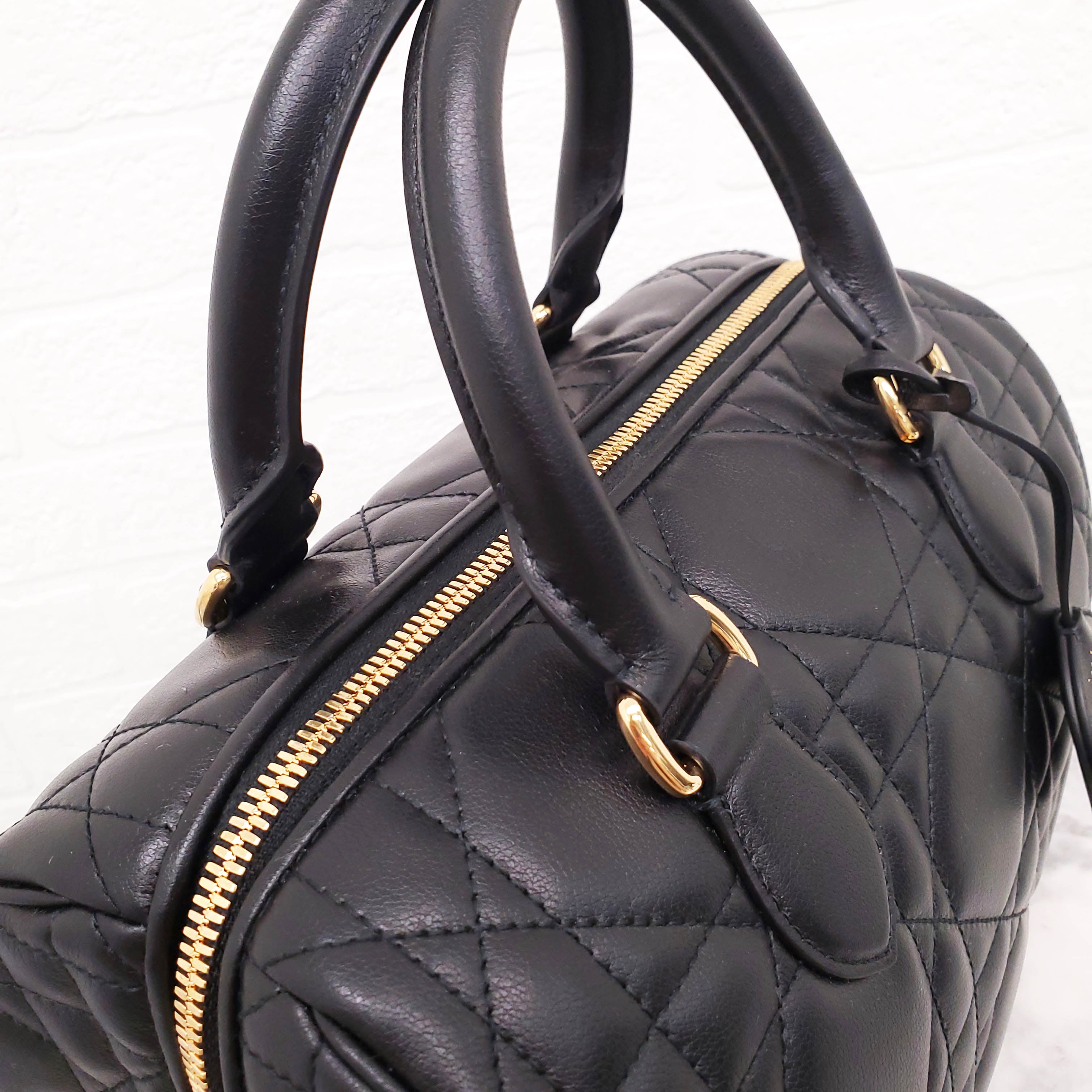 DIOR BLACK MACROCANNAGE CALFSKIN GROOVE 25 BAG