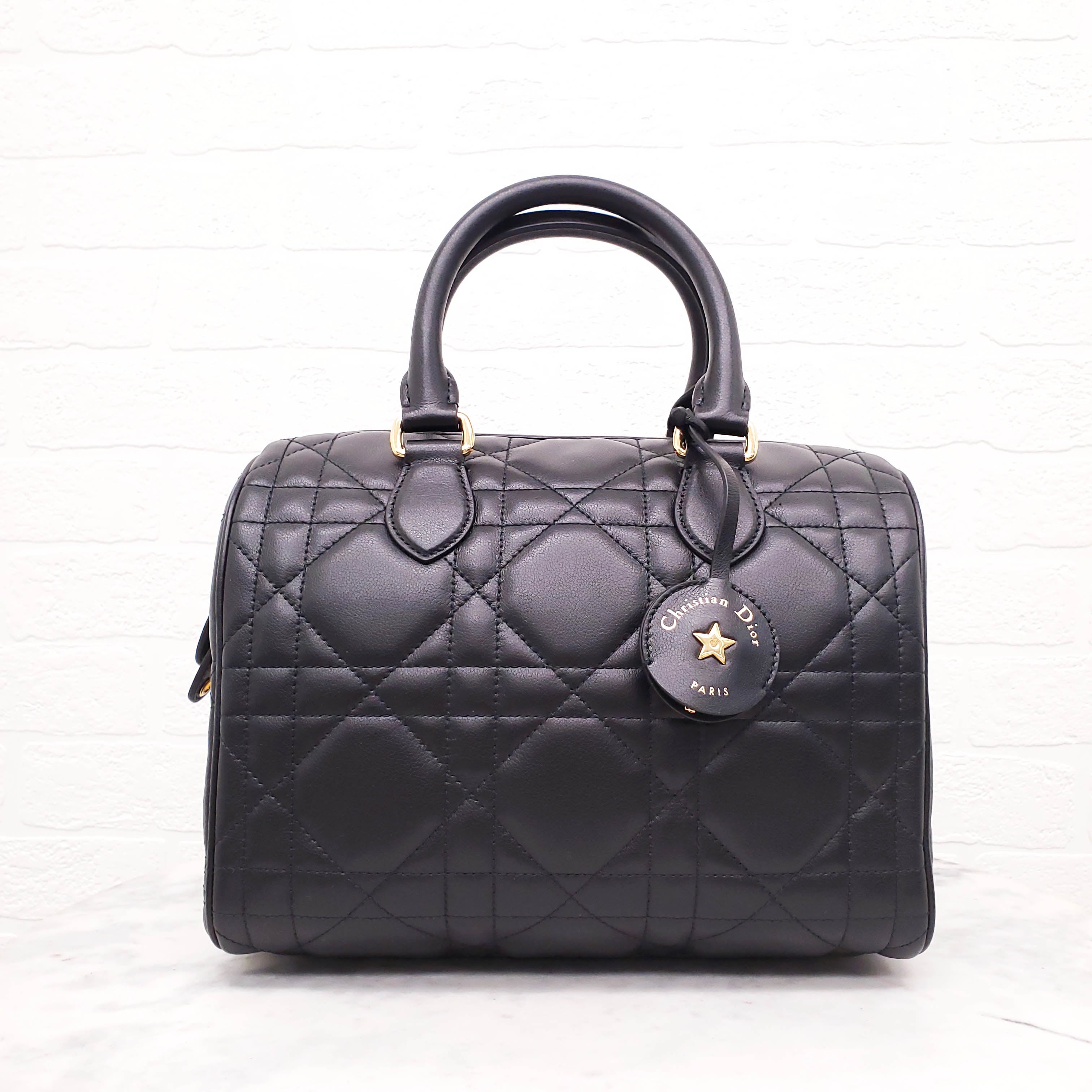 DIOR BLACK MACROCANNAGE CALFSKIN GROOVE 25 BAG