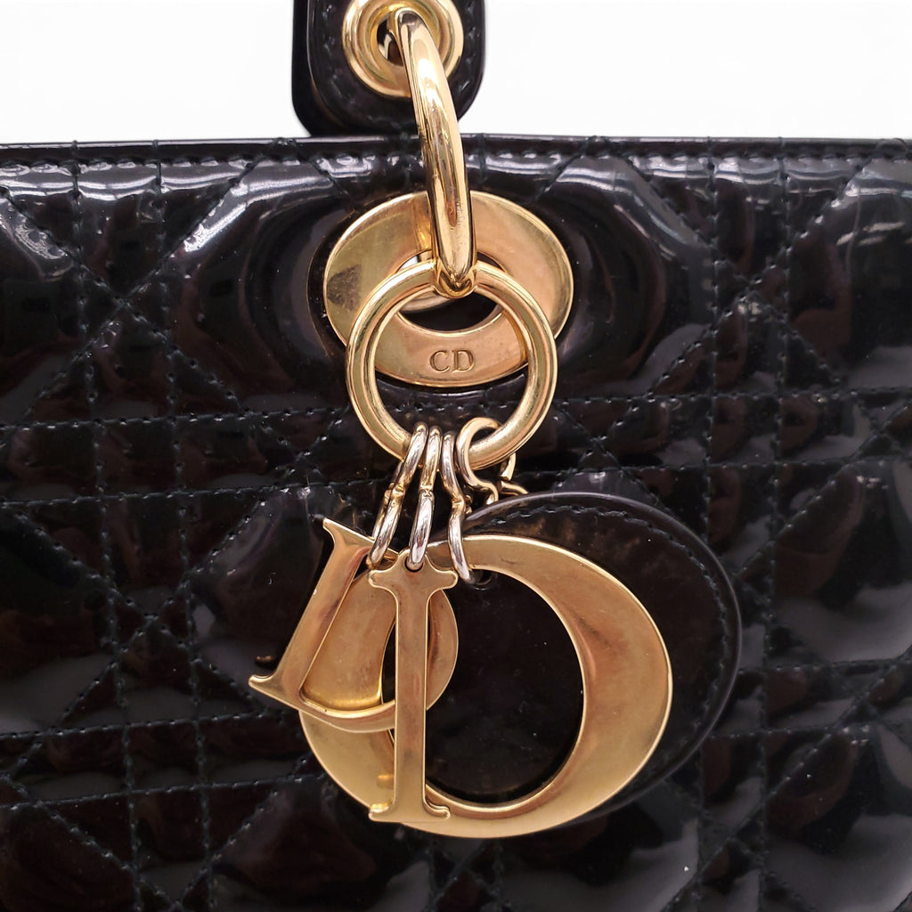DIOR BLACK PATENT LADY DIOR BAG