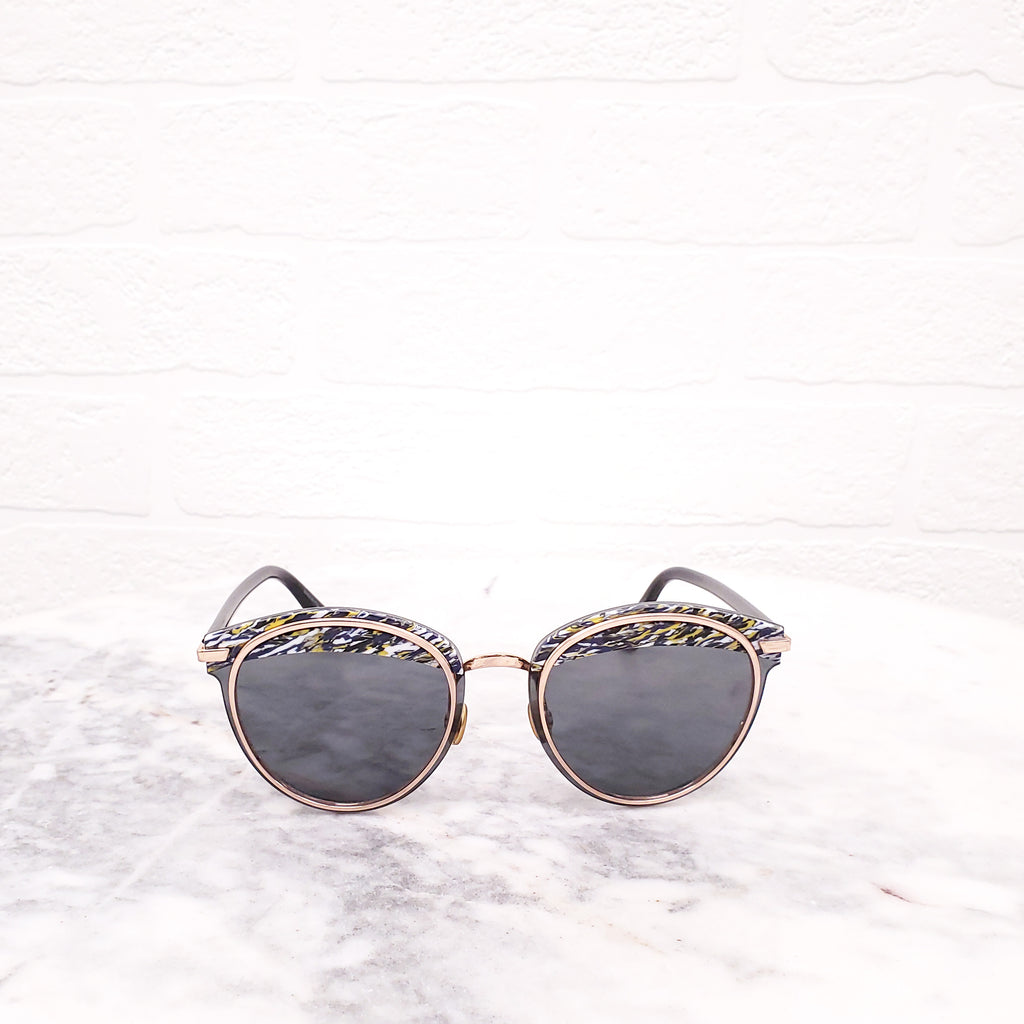 DIOR BLUE AND YELLOW OFFSET SUNGLASSES