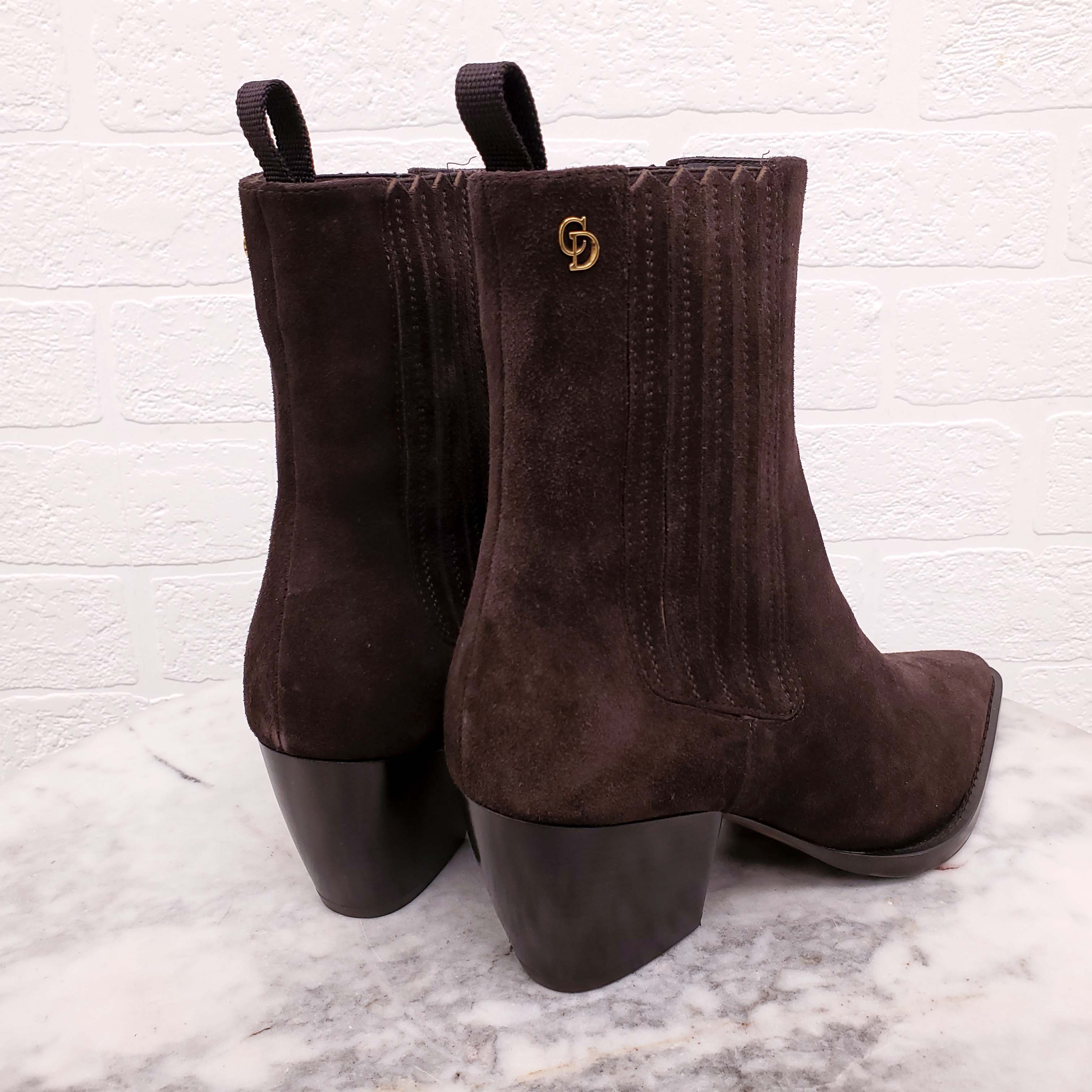 CHRISTIAN DIOR BROWN SUEDE BOOTIES - SIZE 36