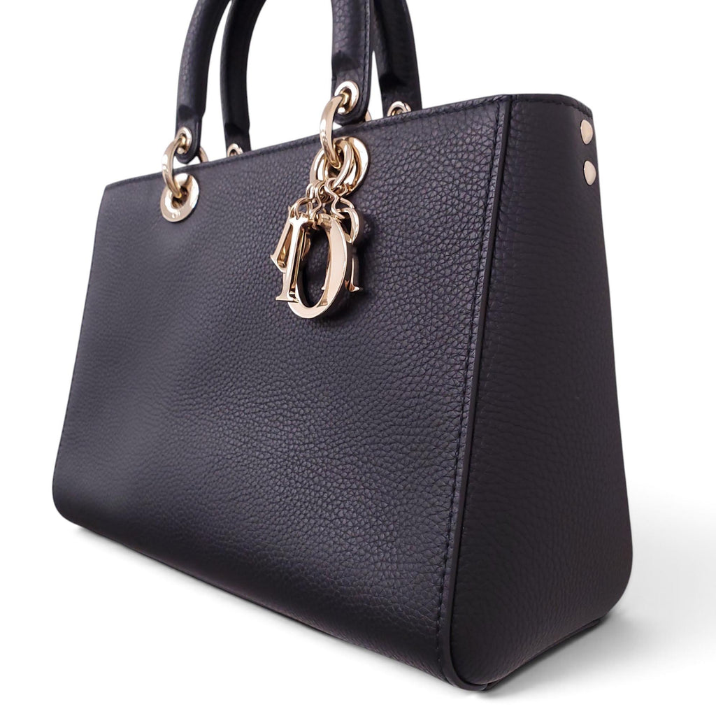 DIOR DIORISSIMO BLACK LEATHER TOTE BAG