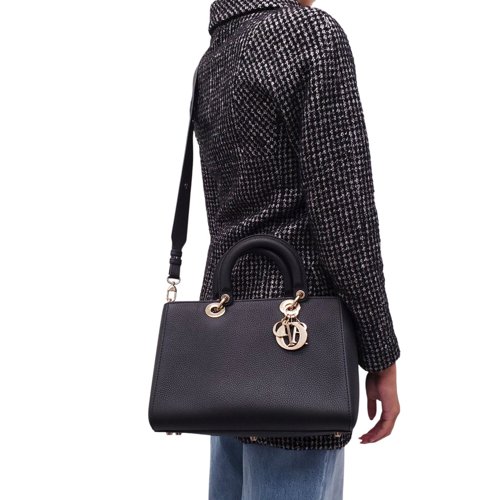 DIOR DIORISSIMO BLACK LEATHER TOTE BAG