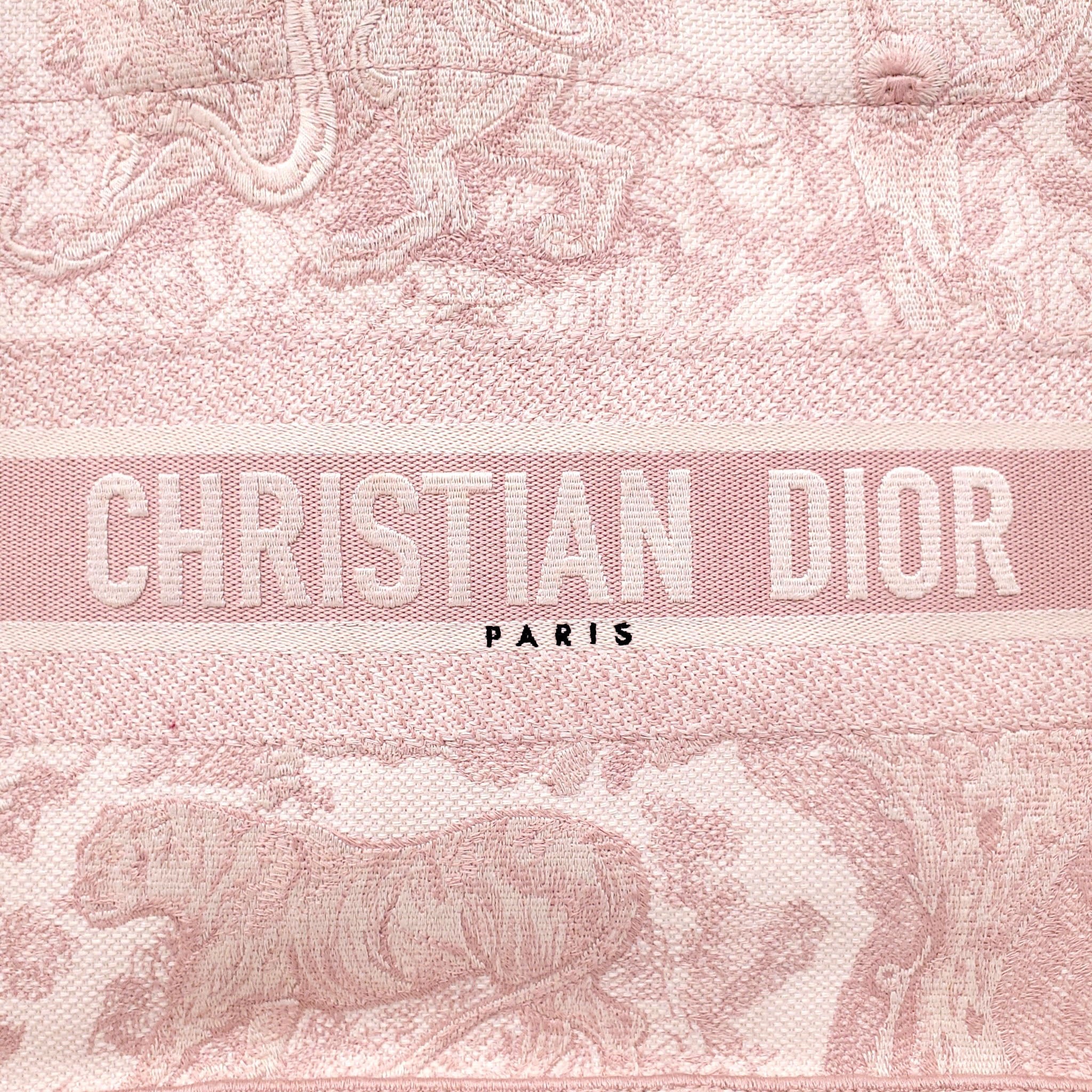 DIOR ECRU AND PINK TOILE DE JOUY BOOK TOTE