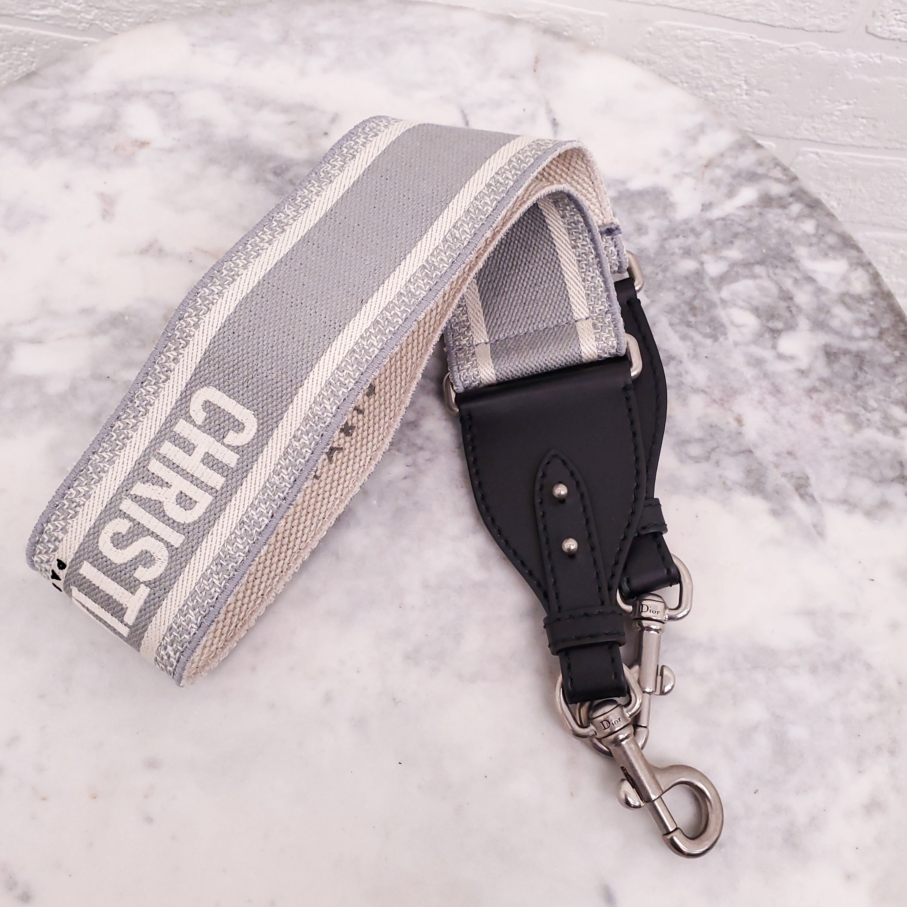 DIOR GREY LOGO PURSE STRAP