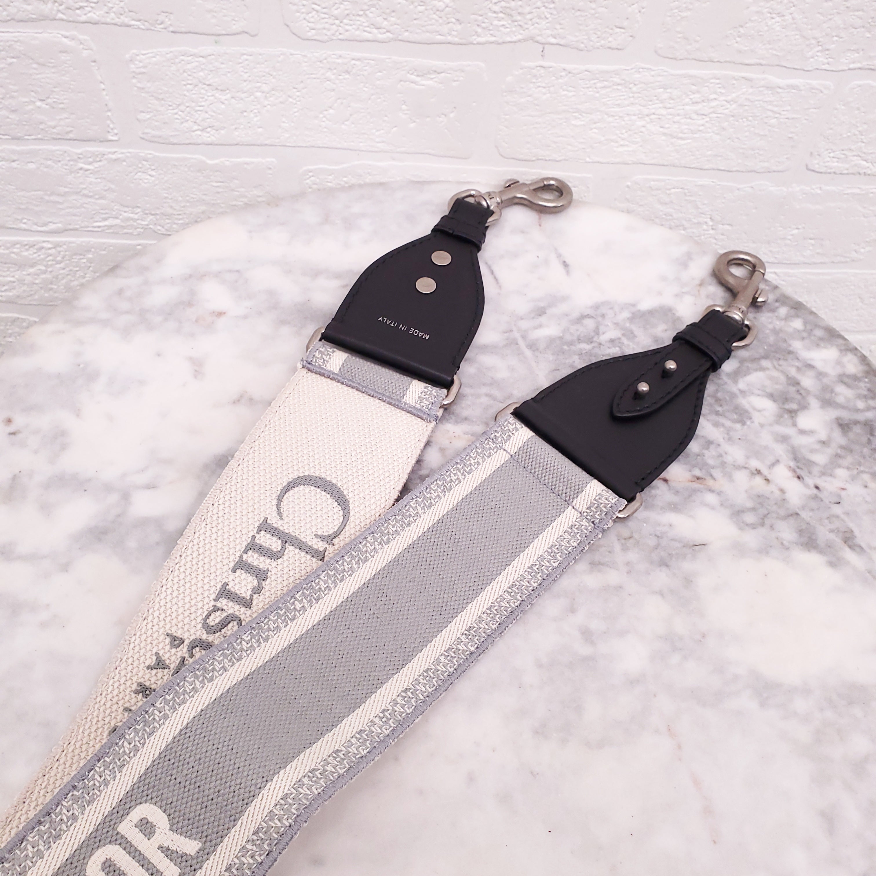 DIOR GREY LOGO PURSE STRAP