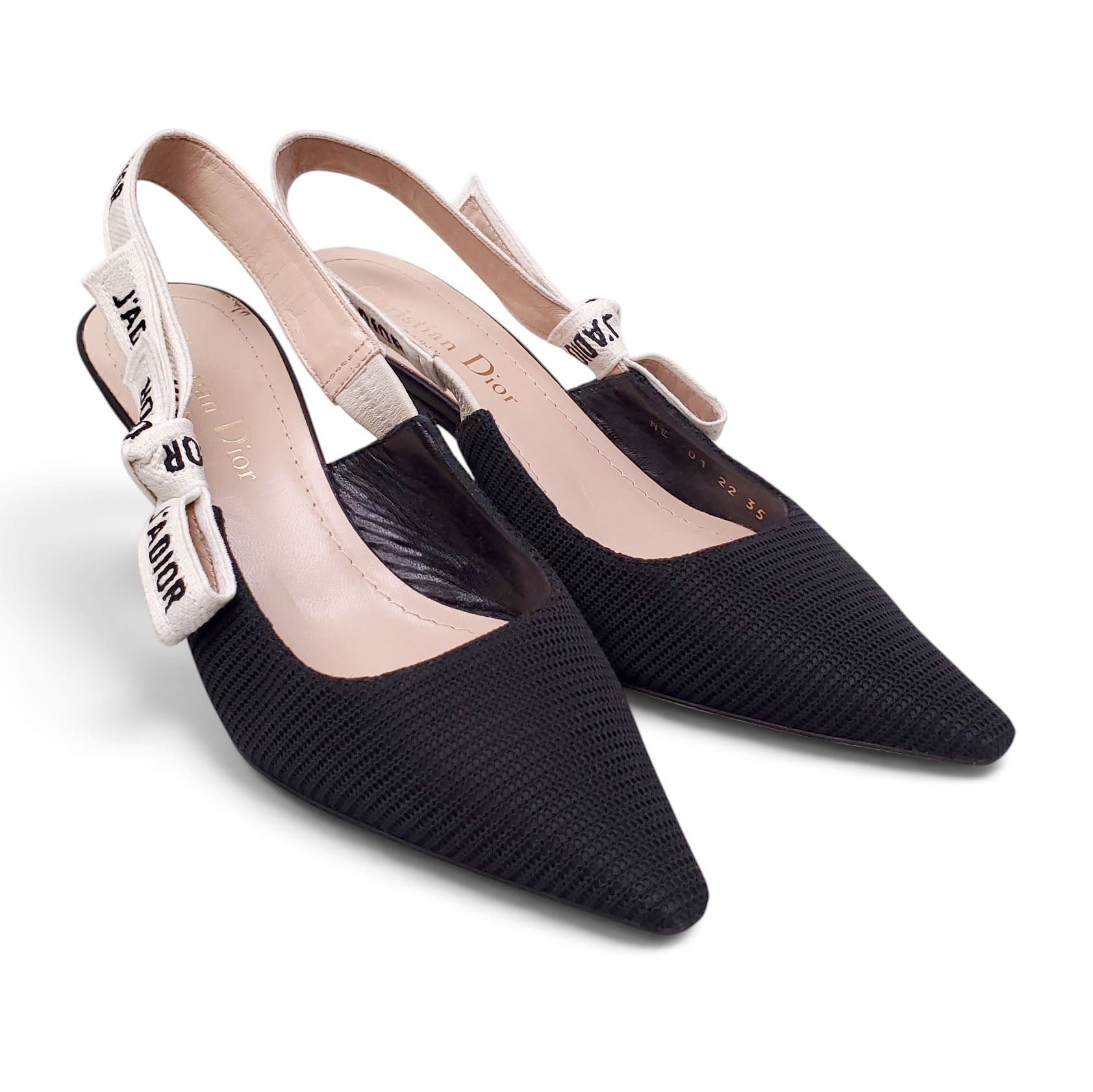 DIOR J'ADIOR BLACK SLINGBACK HEELS - SIZE 35