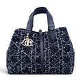 DIOR MEDIUM BLACK TWEED TOUJOURS BAG WITH WHITE CANNAGE MOTIF