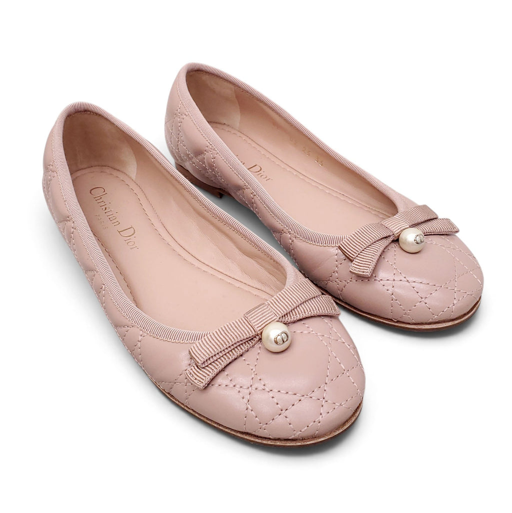 DIOR PINK LEATHER FLATS - SIZE 35