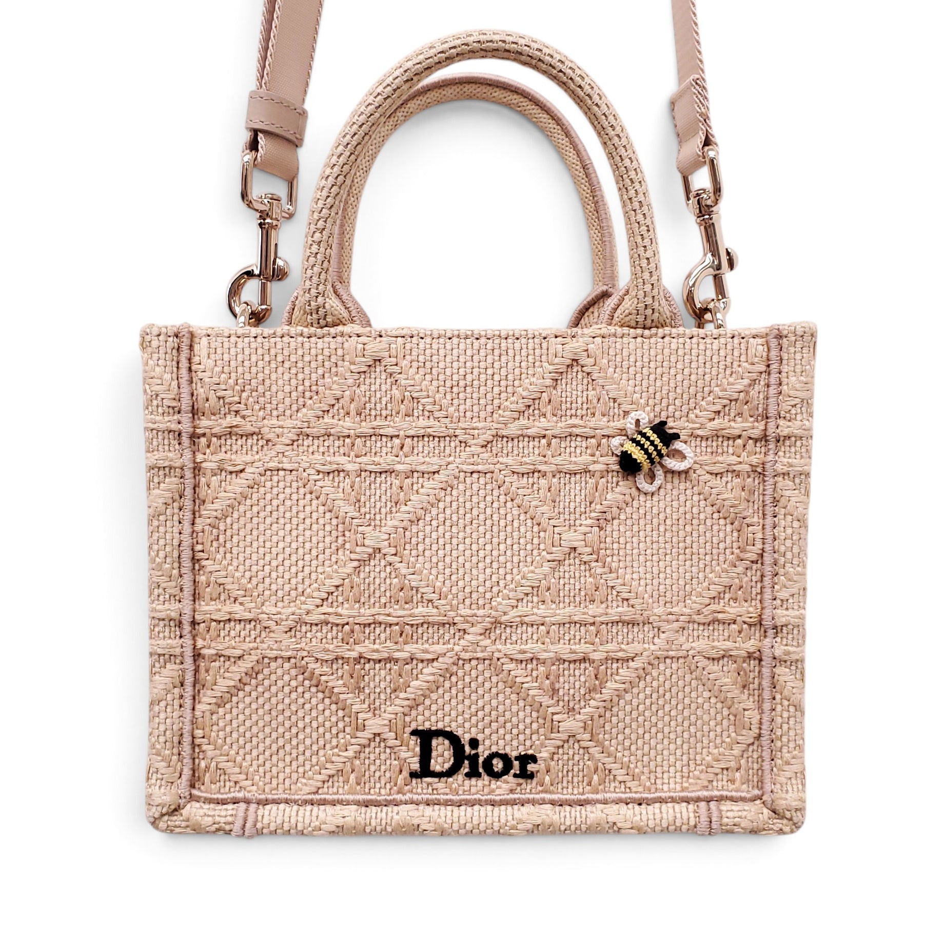 DIOR RAFFIA CANNAGE NATURAL BOOK MINI TOTE