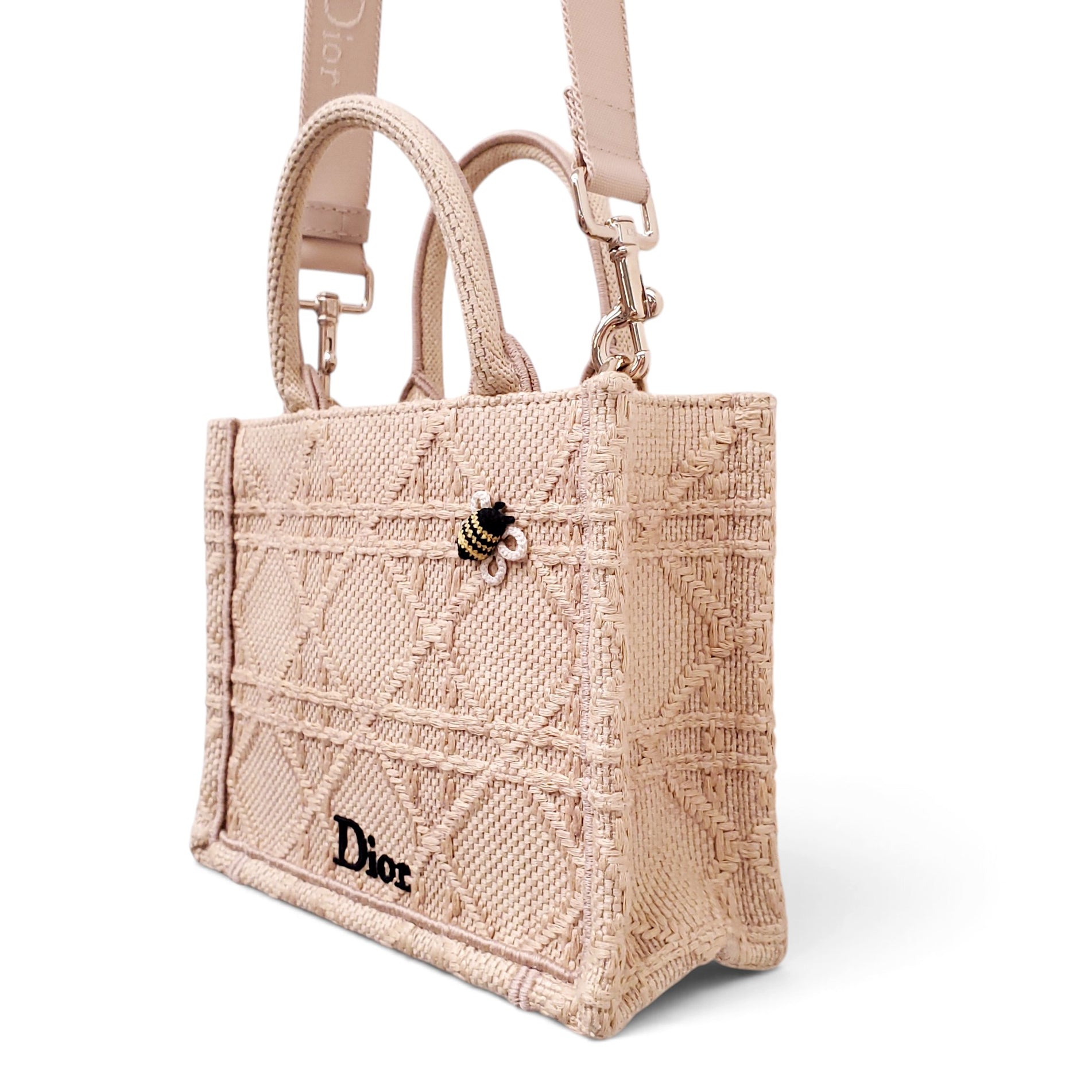 DIOR RAFFIA CANNAGE NATURAL BOOK MINI TOTE