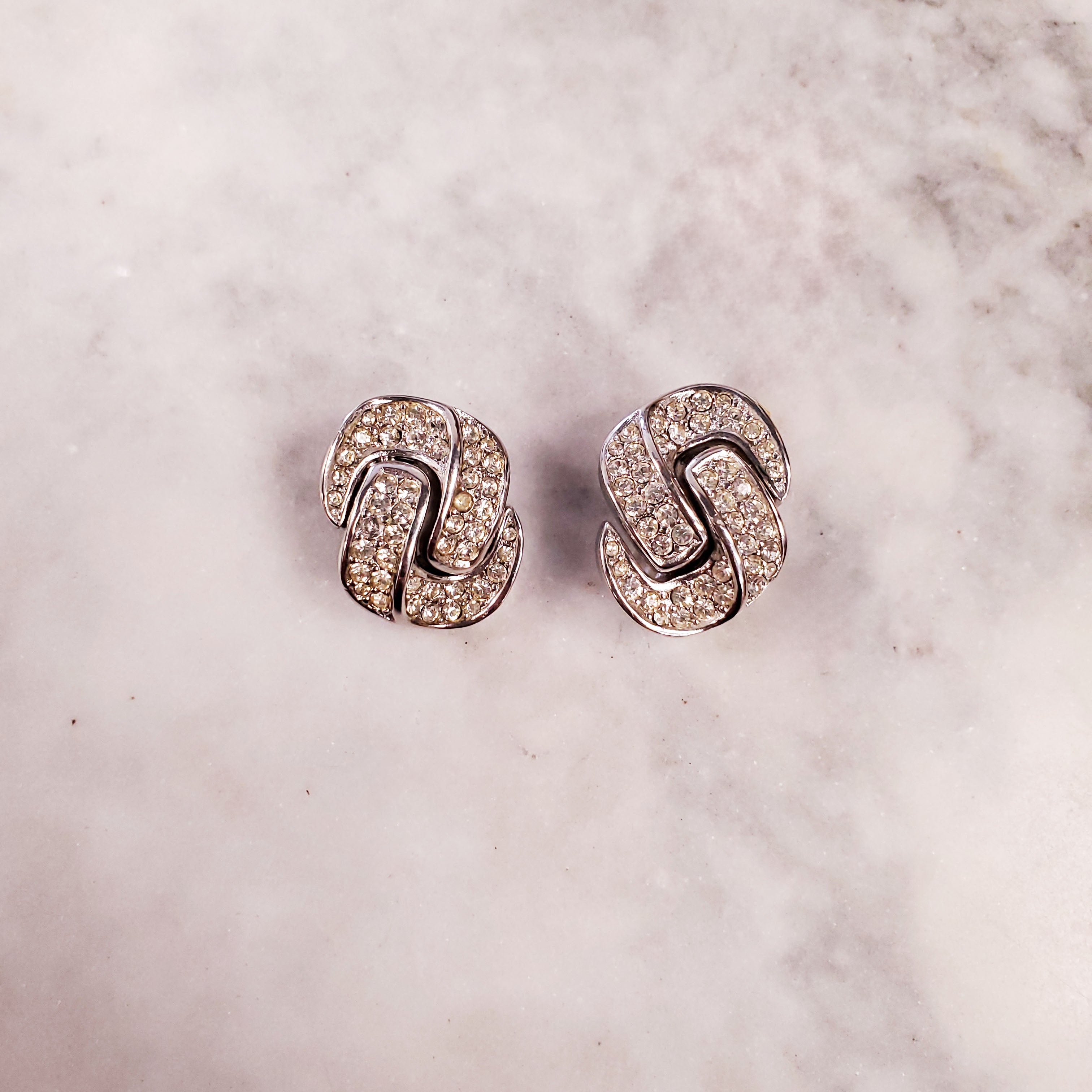 DIOR SILVER AND DIAMANTE EARRINGS