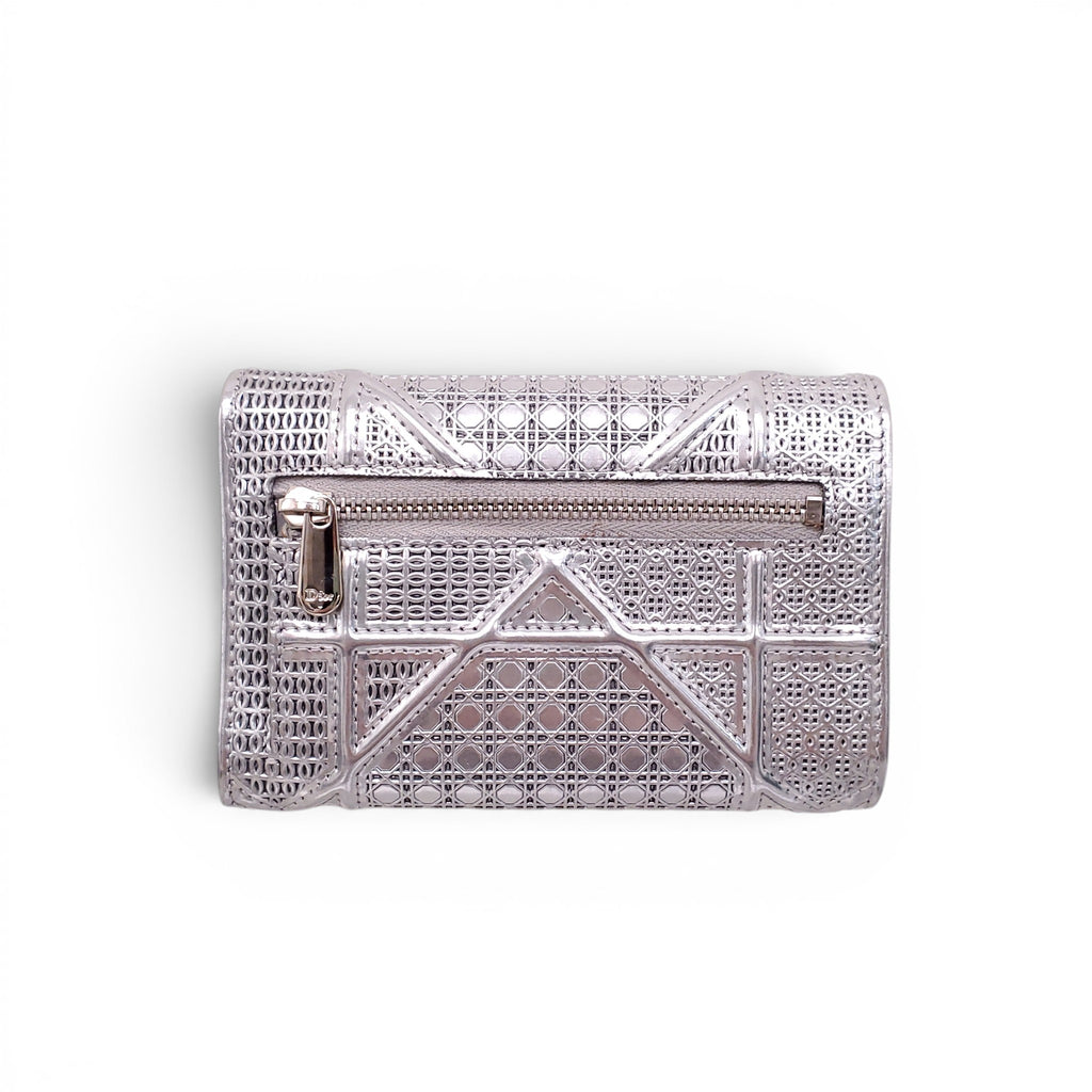 DIOR SILVER METALLIC DIORAMA WALLET