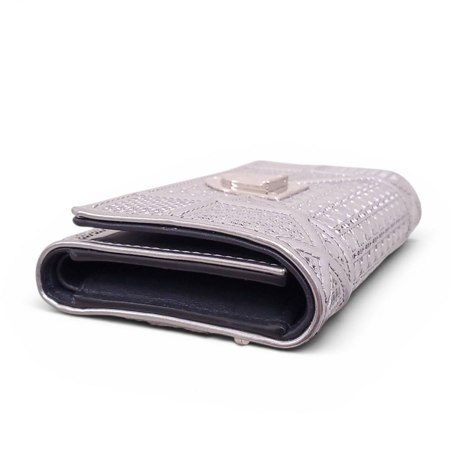 DIOR SILVER METALLIC DIORAMA WALLET