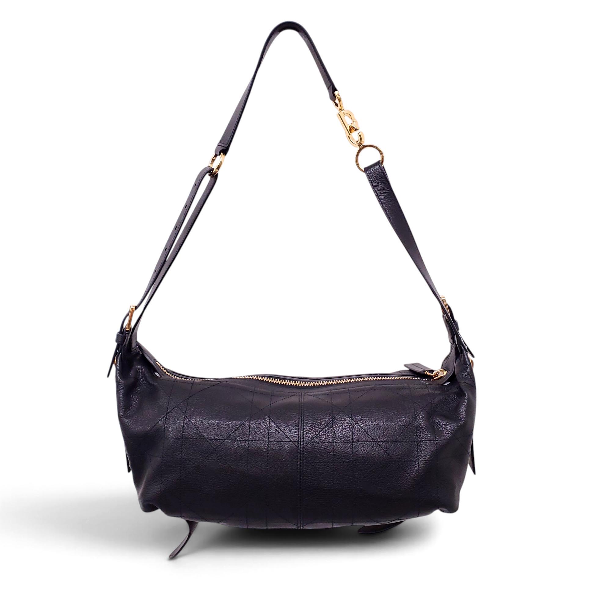 DIOR SMALL D-JOURNEY BLACK LEATHER BAG