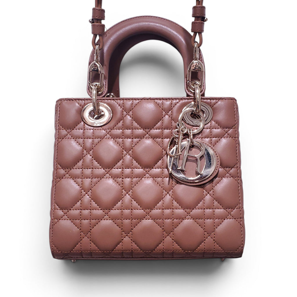DIOR SMALL TAN LADY DIOR CANNAGE BAG