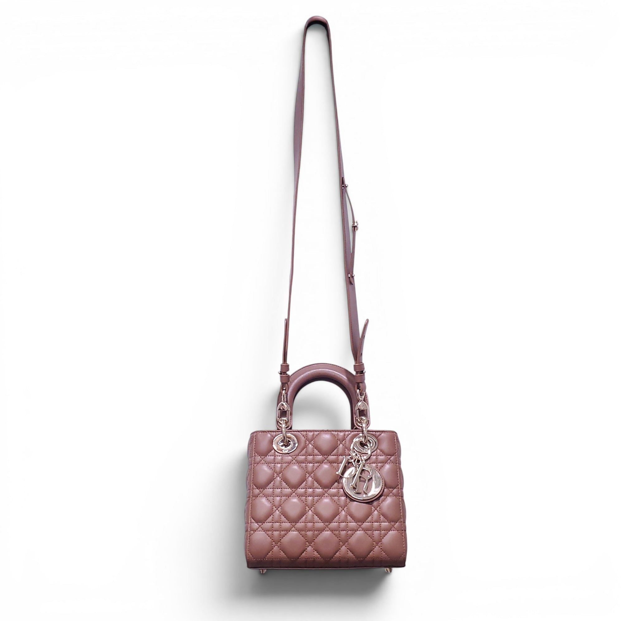 DIOR SMALL TAN LADY DIOR CANNAGE BAG