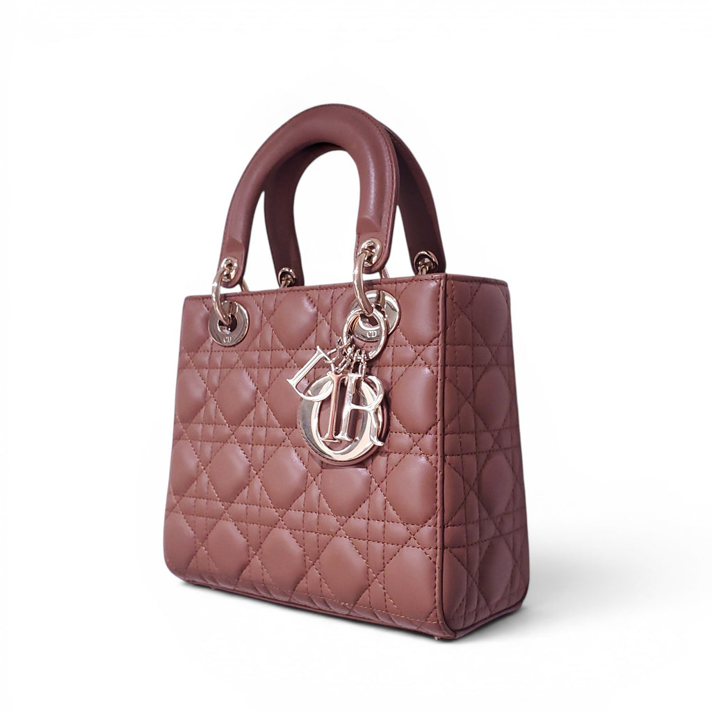 DIOR SMALL TAN LADY DIOR CANNAGE BAG