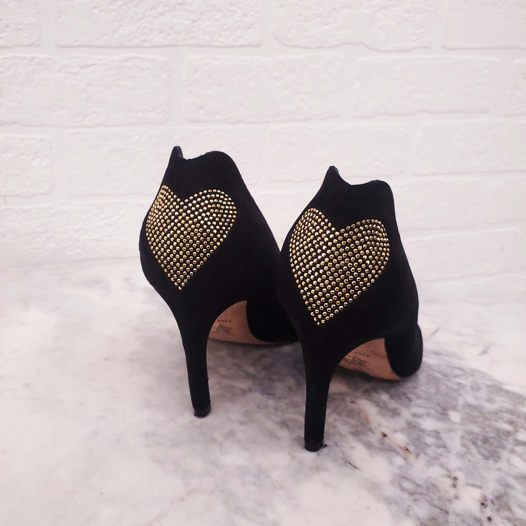 DIOR SUEDE HEELS WITH GOLD HEART - SIZE 35