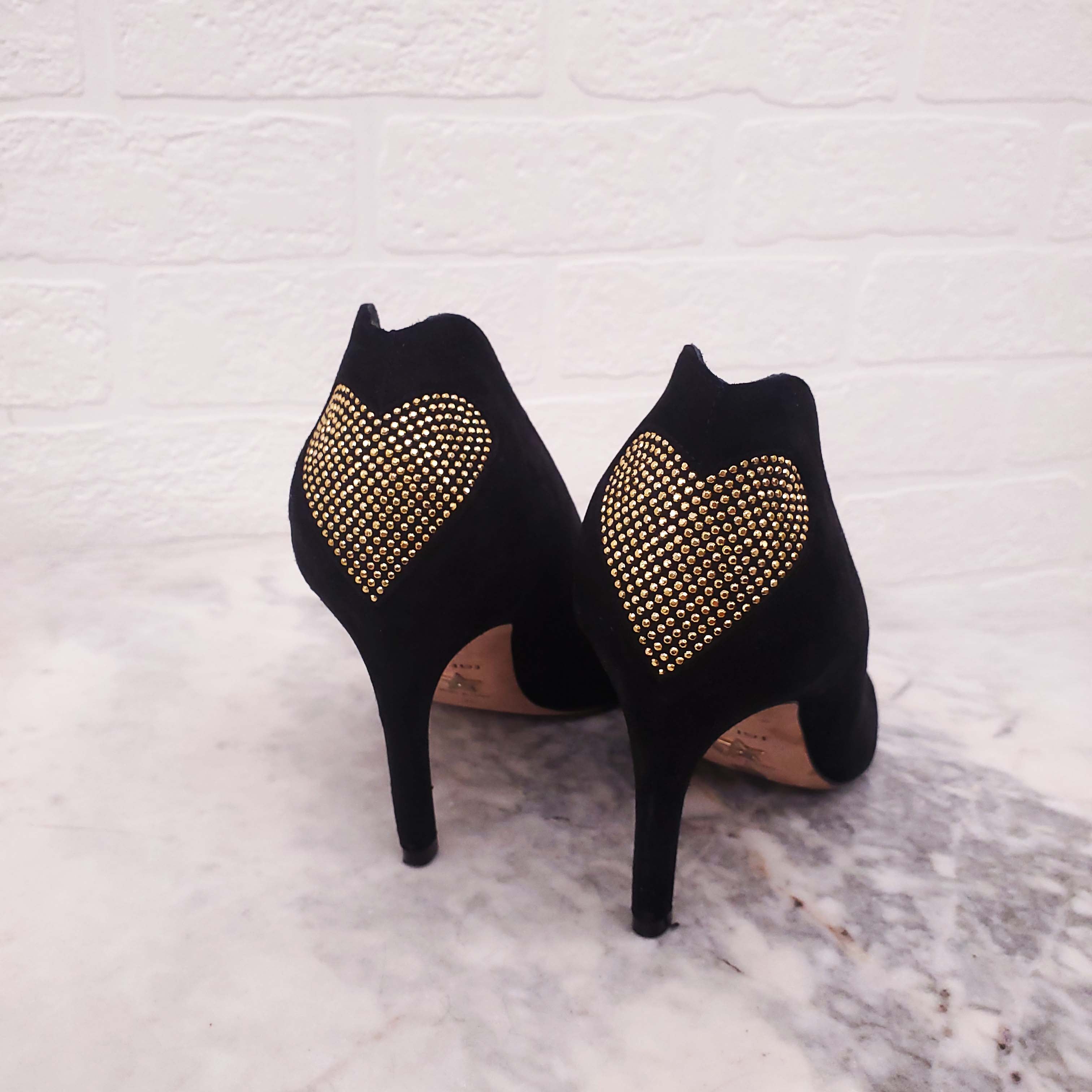 DIOR SUEDE HEELS WITH GOLD HEART - SIZE 35