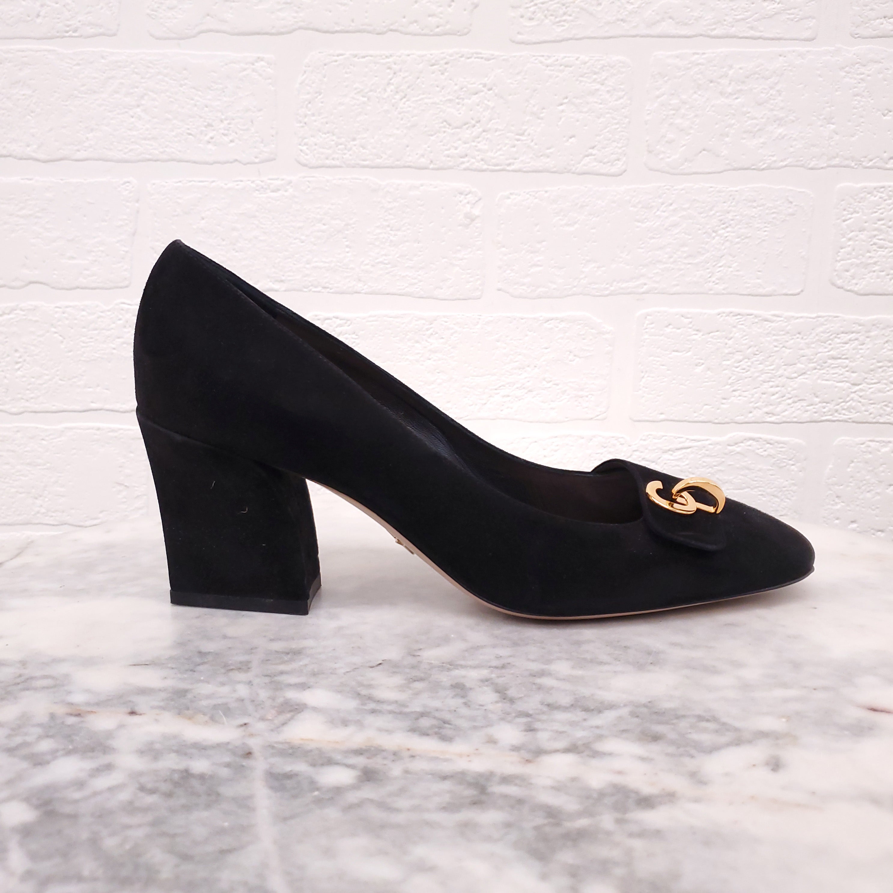 DIOR SUEDE HEELS WITH LOGO - SIZE 36.5
