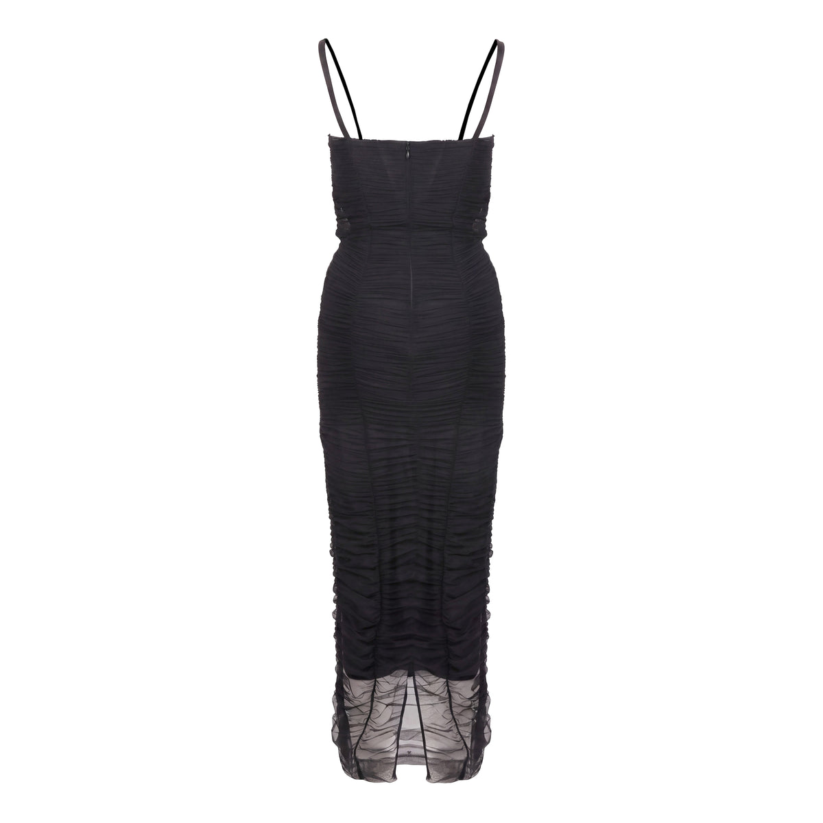 DOLCE & GABBANA BLACK RUCHED DRESS - SIZE 44