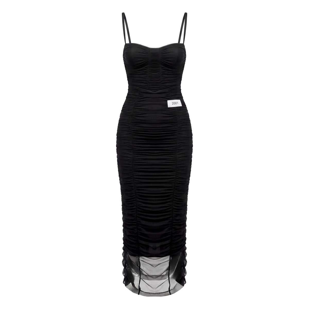 DOLCE & GABBANA BLACK RUCHED DRESS - SIZE 44
