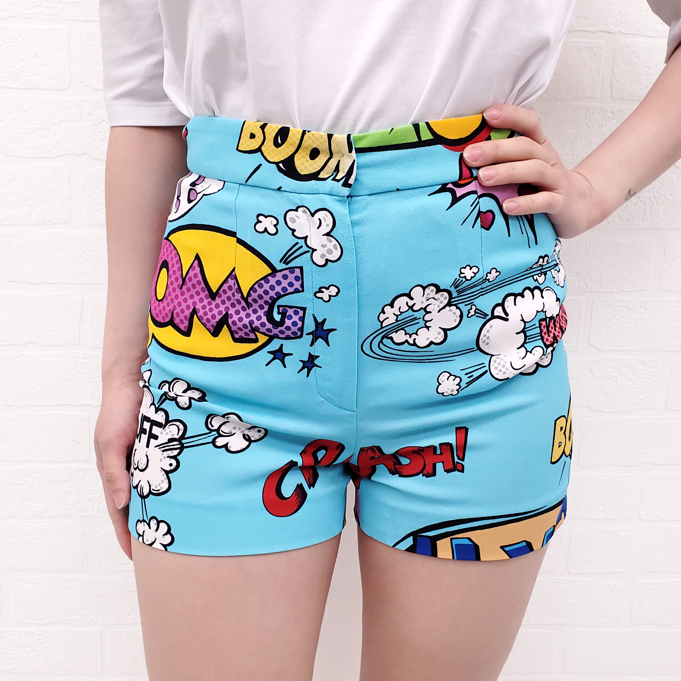 DOLCE & GABBANA BLUE PRINTED SHORTS - SIZE 38