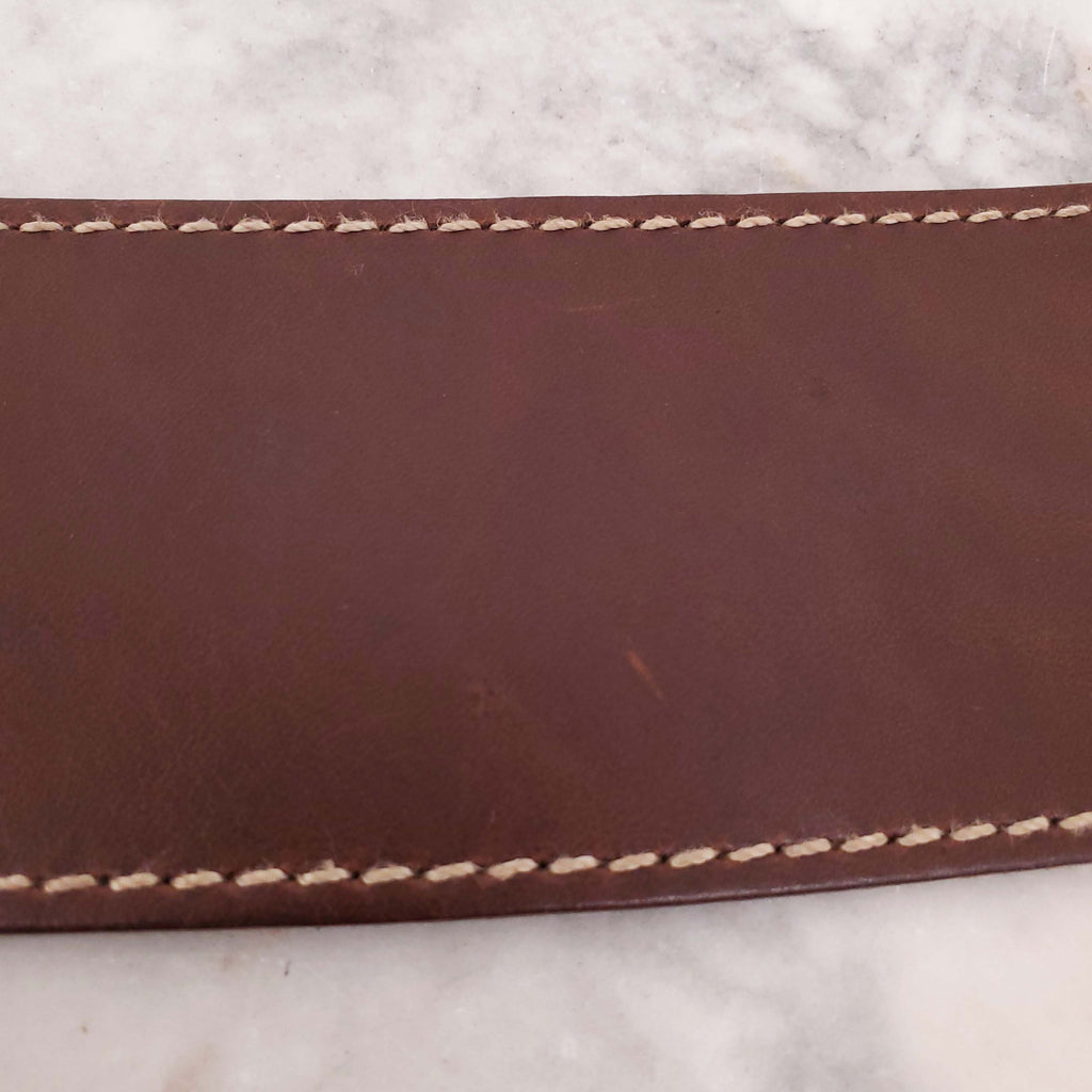 DOLCE & GABBANA BROWN LEATHER DOUBLE BELT WITH GOLD BUCKLE - SIZE 75