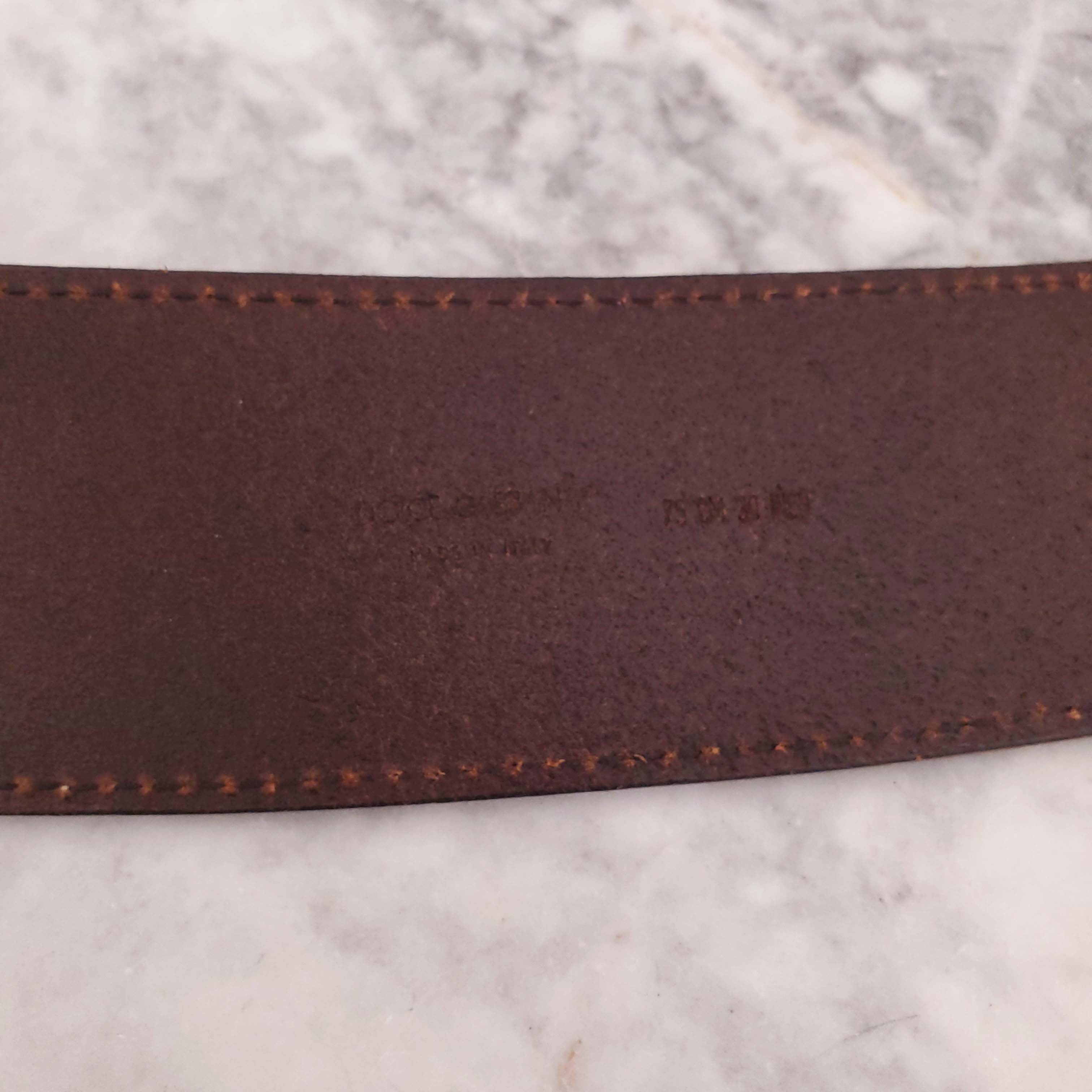 DOLCE & GABBANA BROWN LEATHER DOUBLE BELT WITH GOLD BUCKLE - SIZE 75