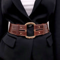 DOLCE & GABBANA BROWN LEATHER DOUBLE BELT WITH GOLD BUCKLE - SIZE 75