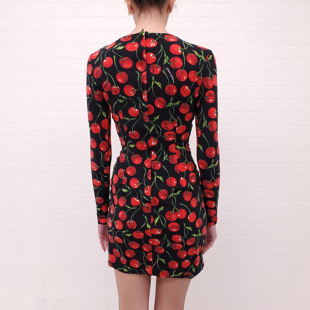 DOLCE & GABBANA CHERRY STRETCH DRESS - SIZE 38