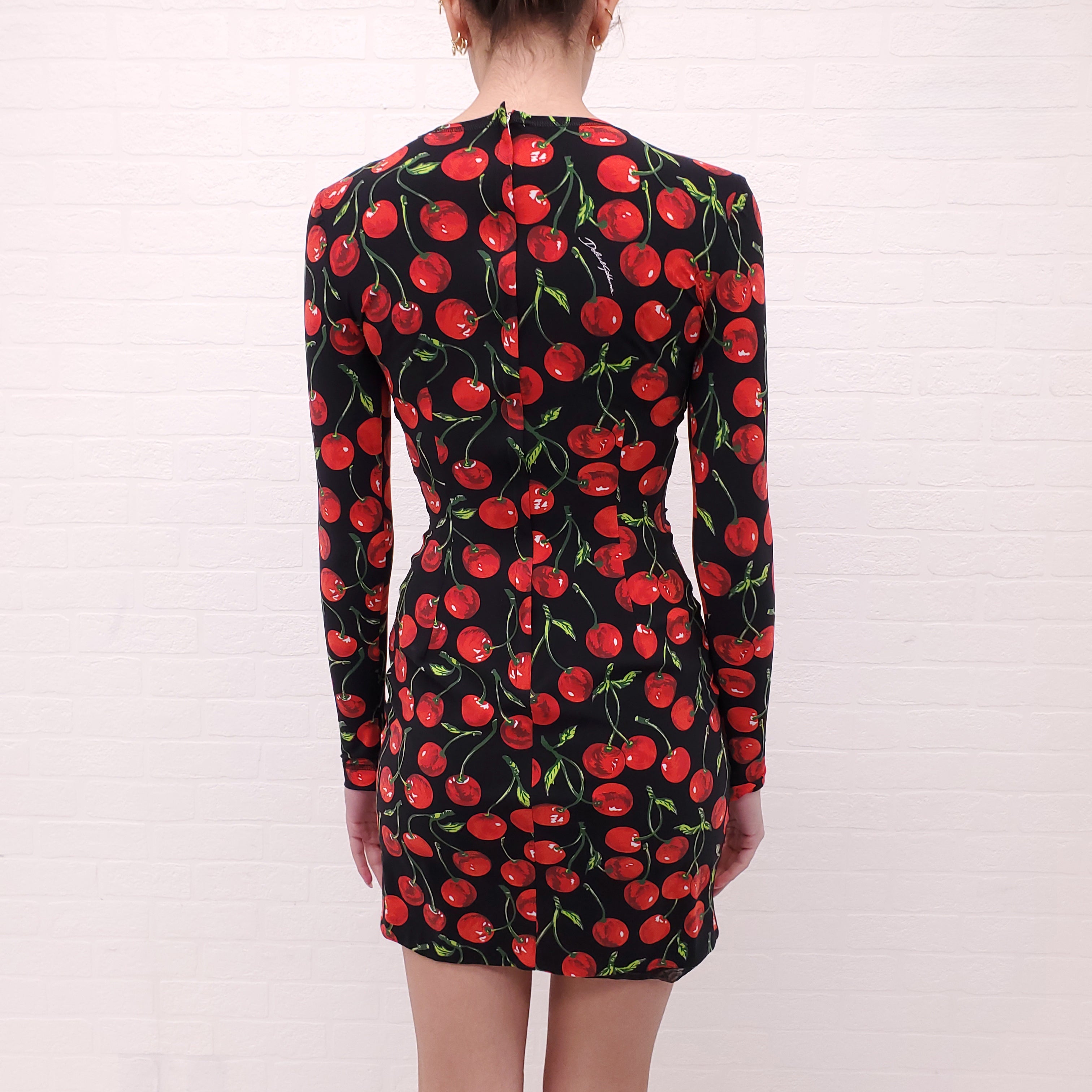 DOLCE & GABBANA CHERRY STRETCH DRESS - SIZE 38
