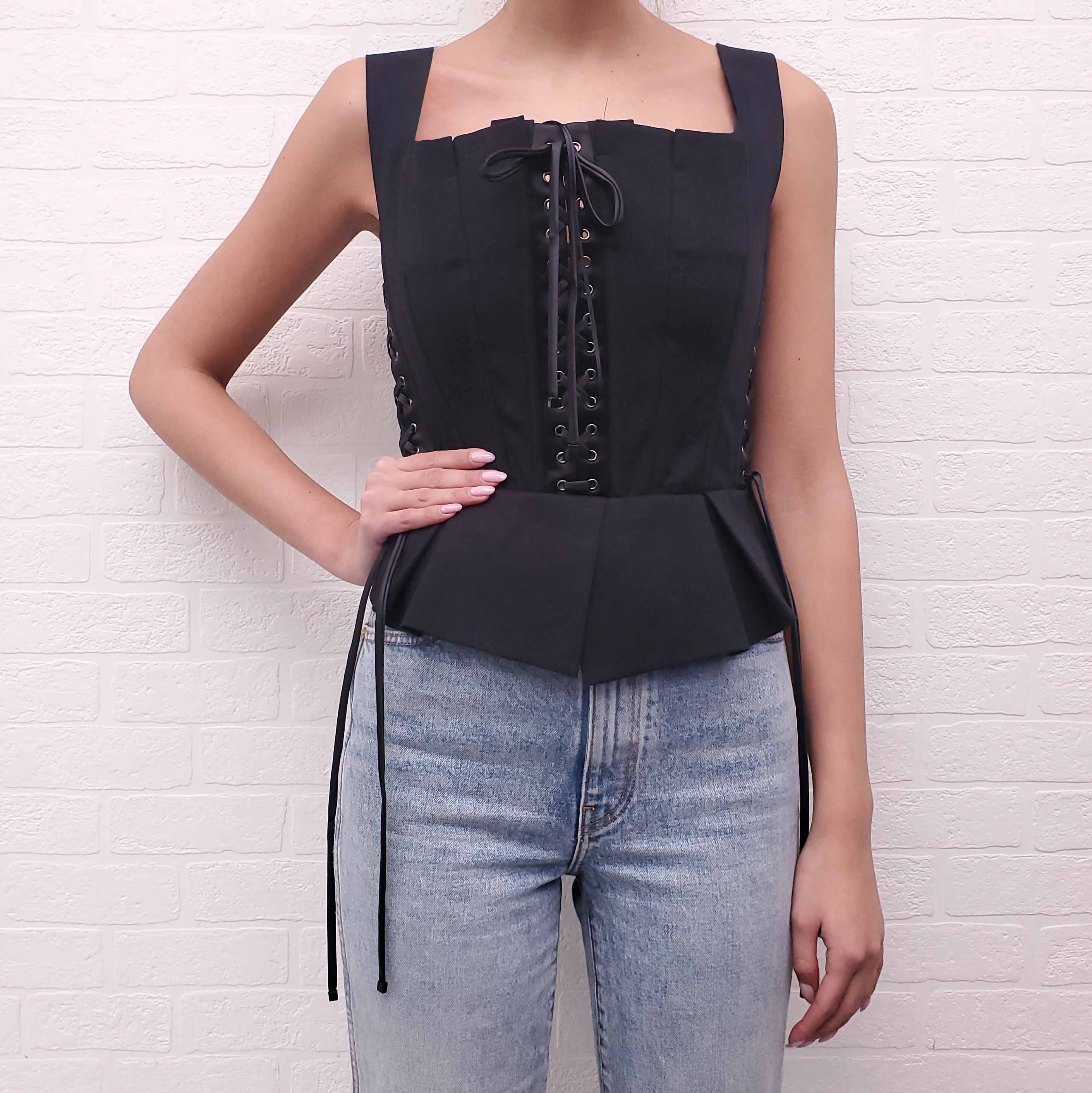 DOLCE & GABBANA CORSET BODICE WITH TIE UP DETAIL - SIZE 42