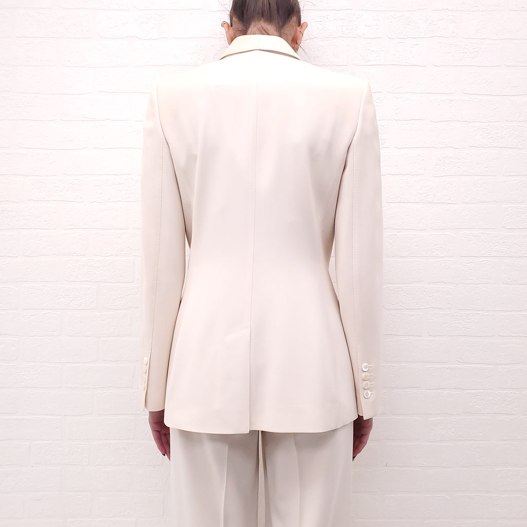 DOLCE & GABBANA CREAM SUIT WITH OVERSIZED BLAZER - SIZE 42