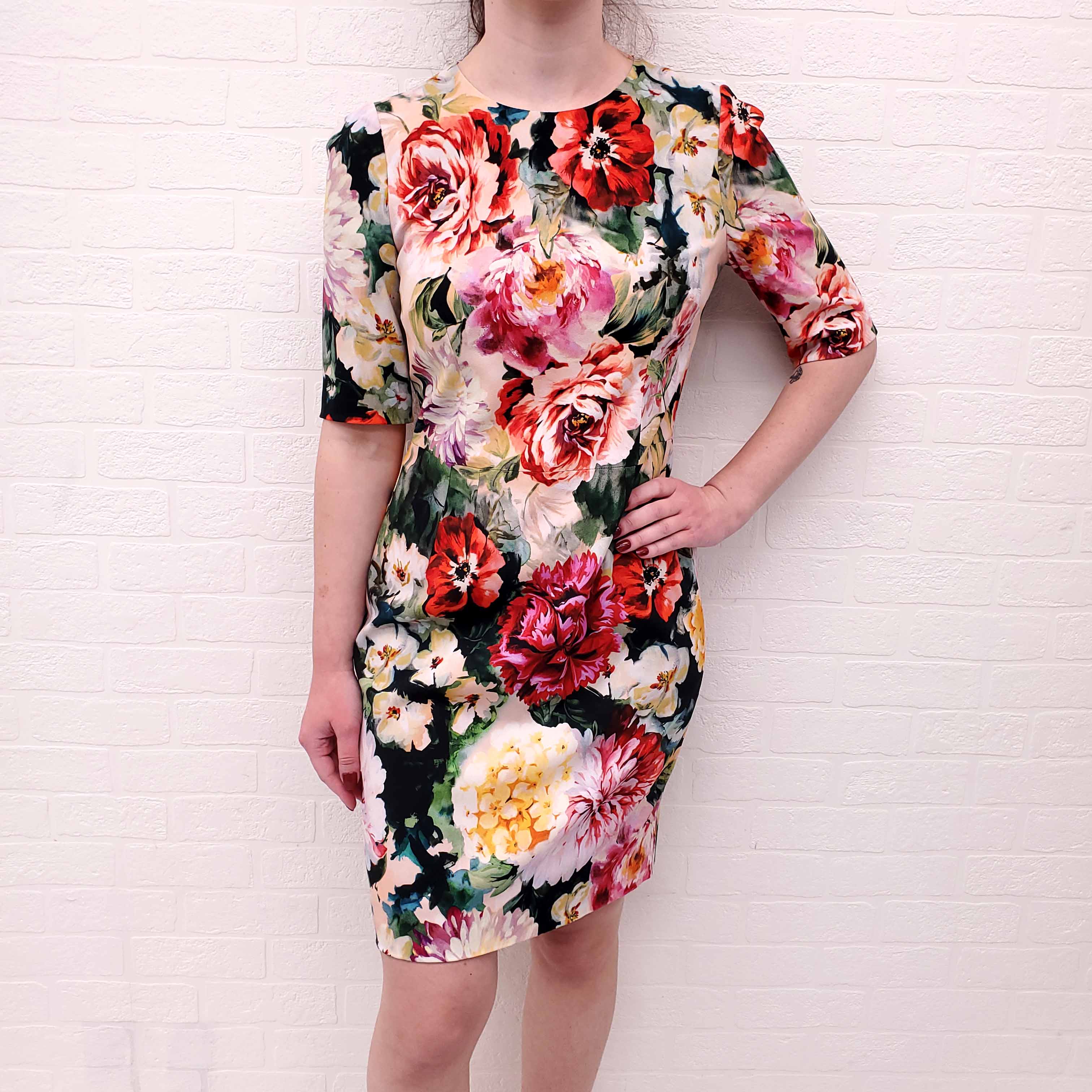 DOLCE & GABBANA FLORAL SHORT SLEEVE DRESS - SIZE 44