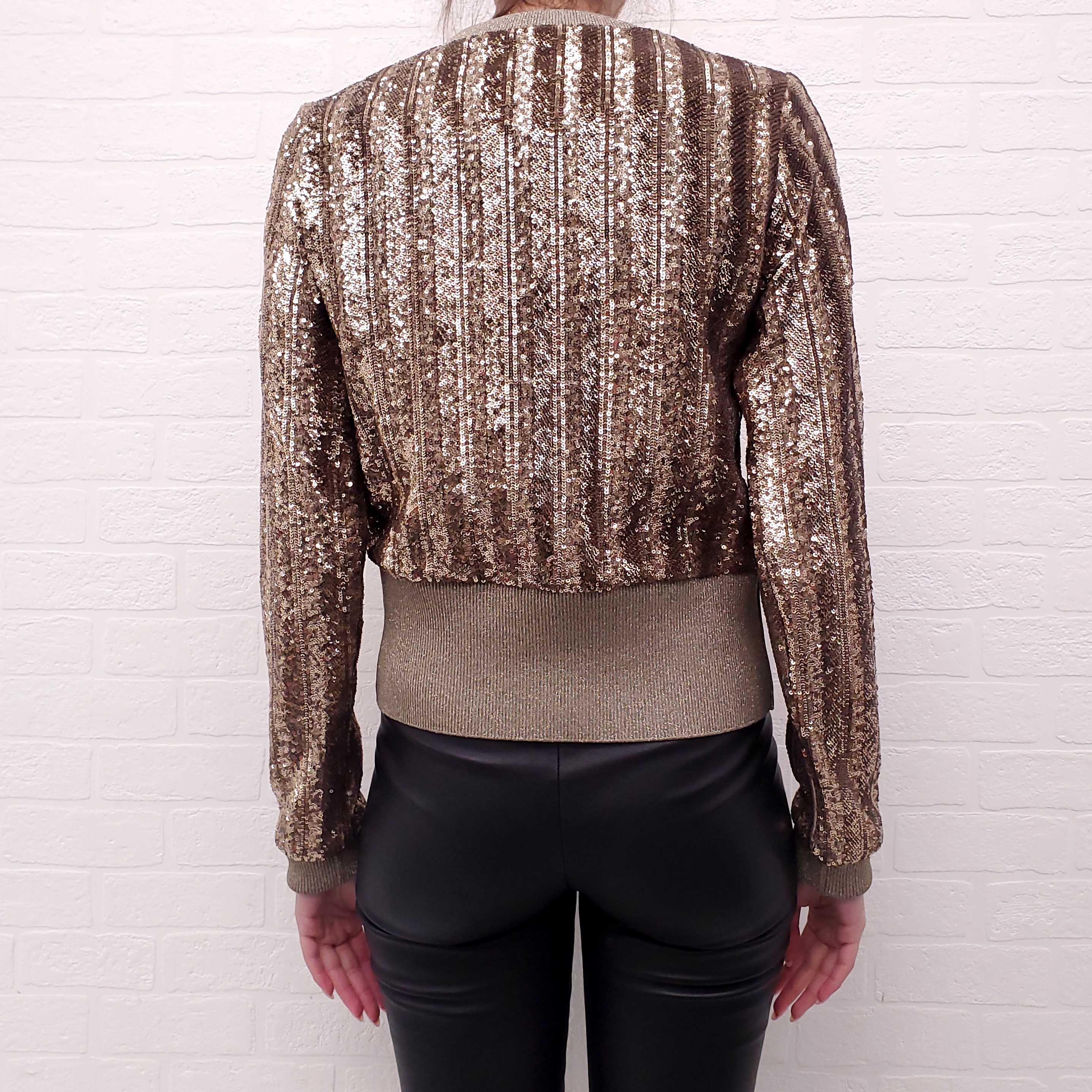 DOLCE & GABBANA GOLD SEQUIN SWEATER - SIZE 42