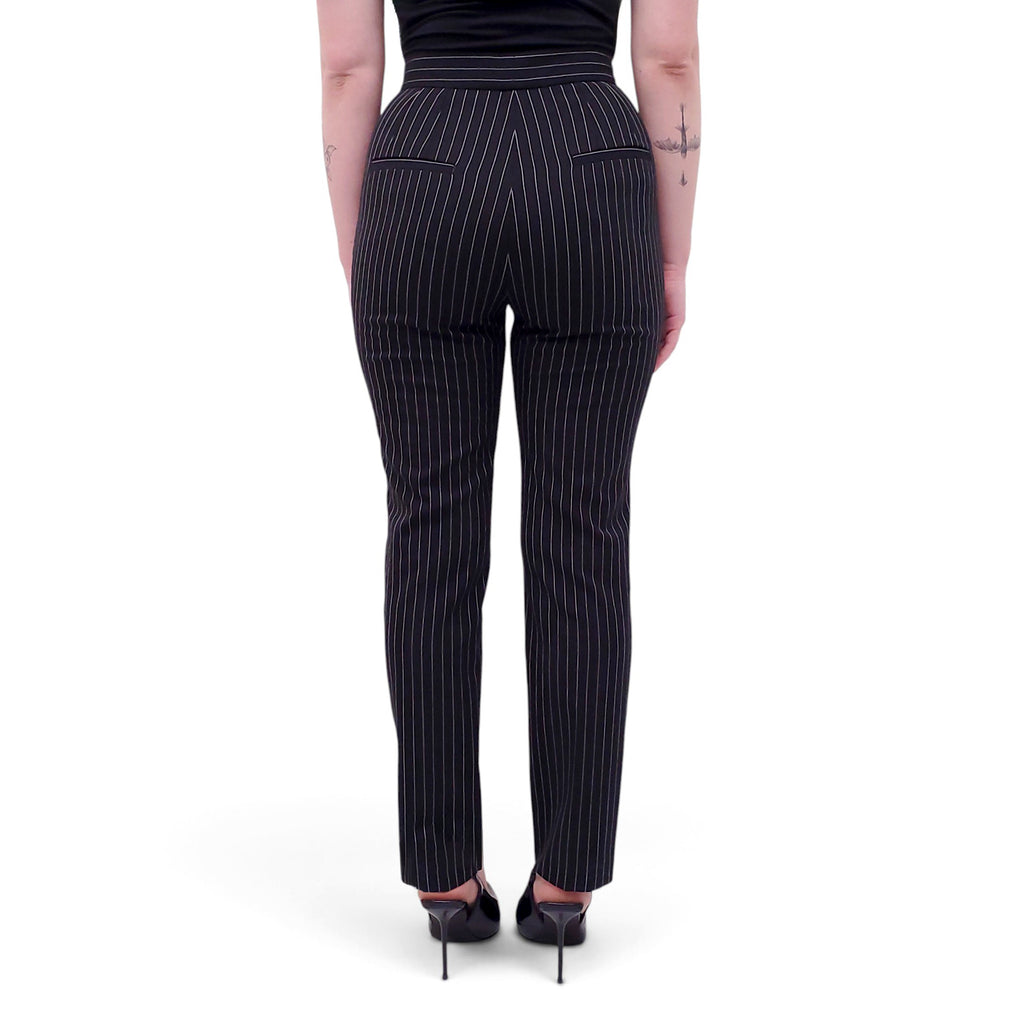 DOLCE & GABBANA GREY PINSTRIPED SUIT WITH LEOPARD INTERIOR - SIZE 38