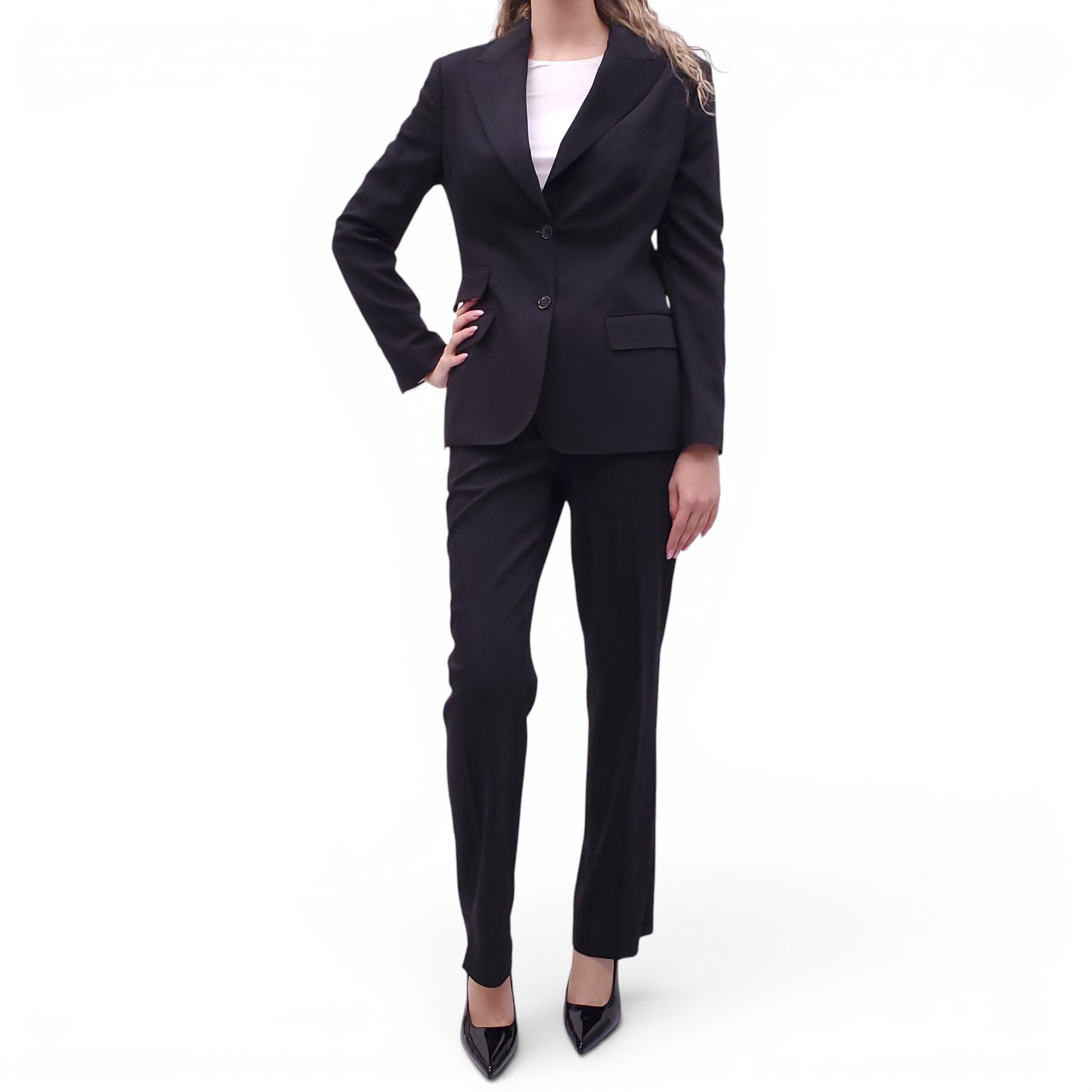 DOLCE & GABBANA LEOPARD-LINED BLACK SUIT - SIZE 46/44