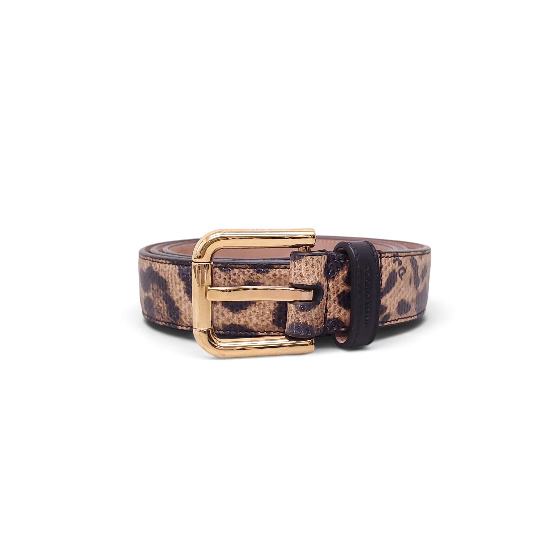 DOLCE & GABBANA LEOPARD LEATHER BELT - SIZE 85