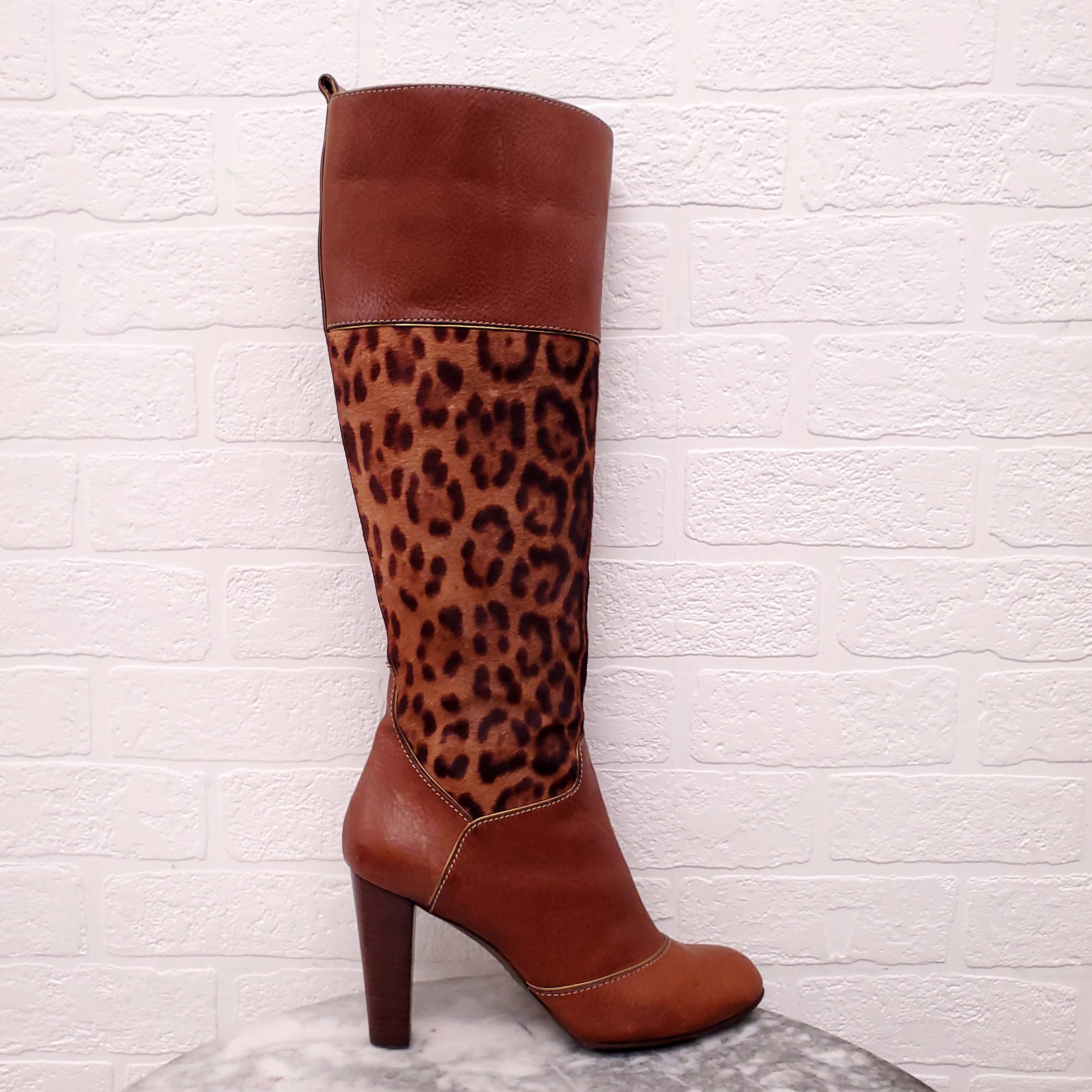 DOLCE & GABBANA LEOPARD PONY BOOTS - SIZE 40