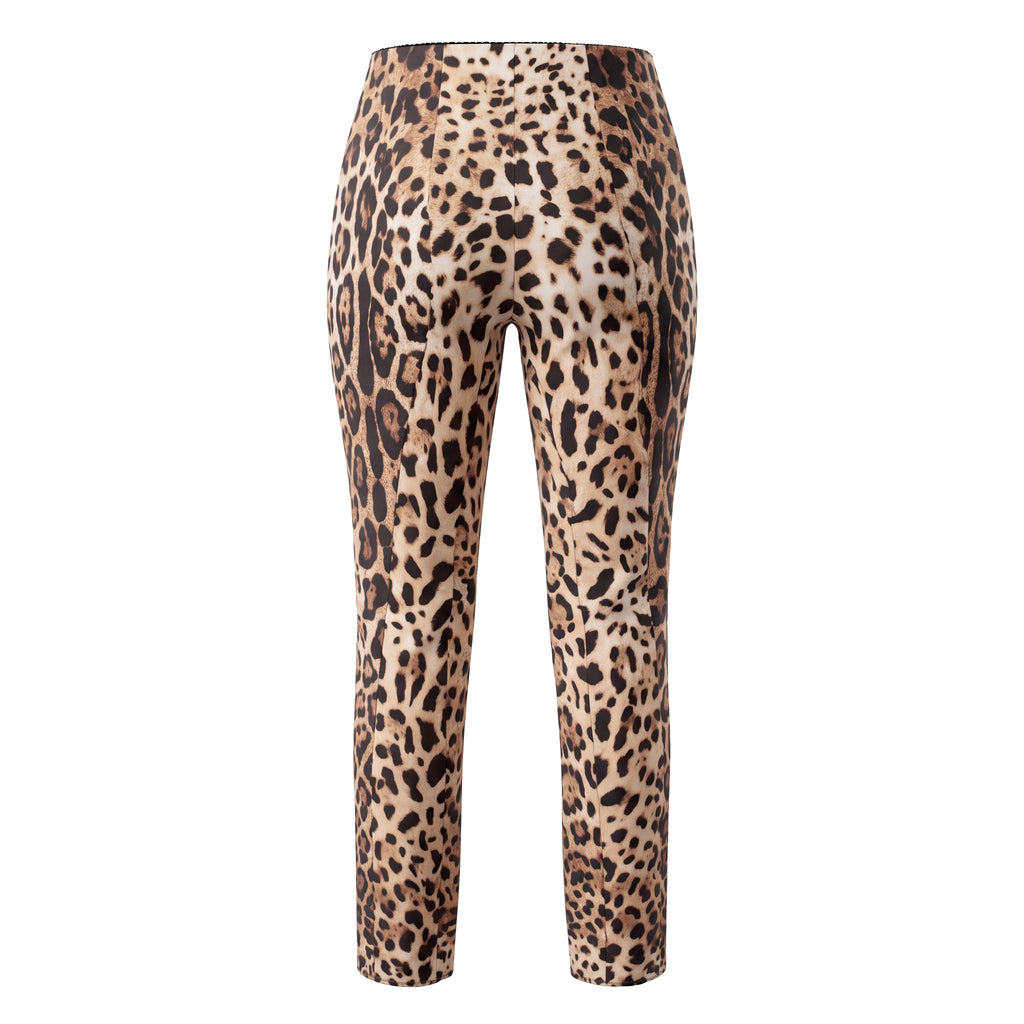 DOLCE & GABBANA LEOPARD PRINT STRETCH TROUSERS - SIZE 40