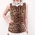 DOLCE & GABBANA LEOPARD TOP WITH LACE - SIZE 44