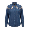 DOLCE & GABBANA PEARL DENIM BLOUSE - SIZE 44