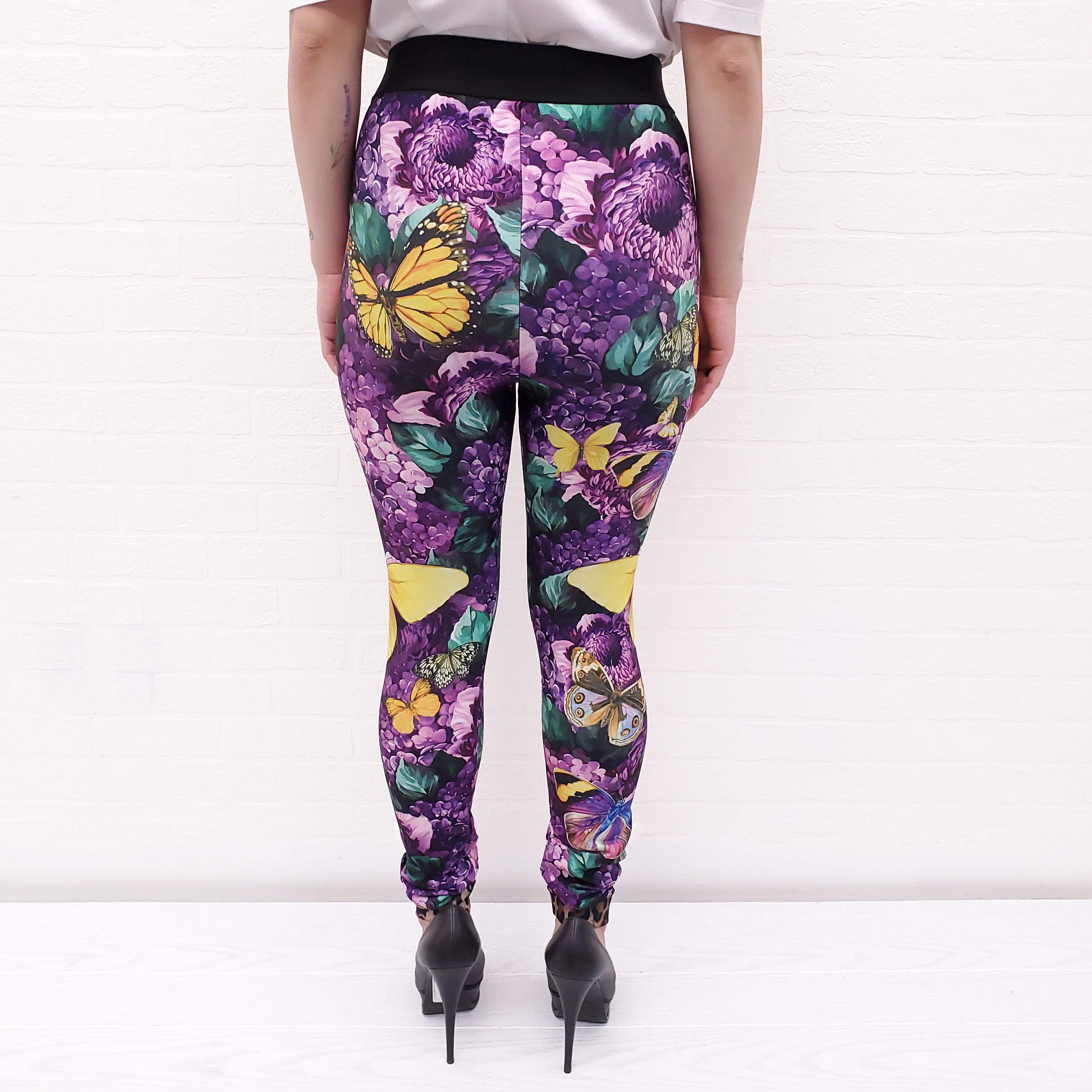 DOLCE & GABBANA PURPLE PATTERNED LEGGINGS - SIZE S