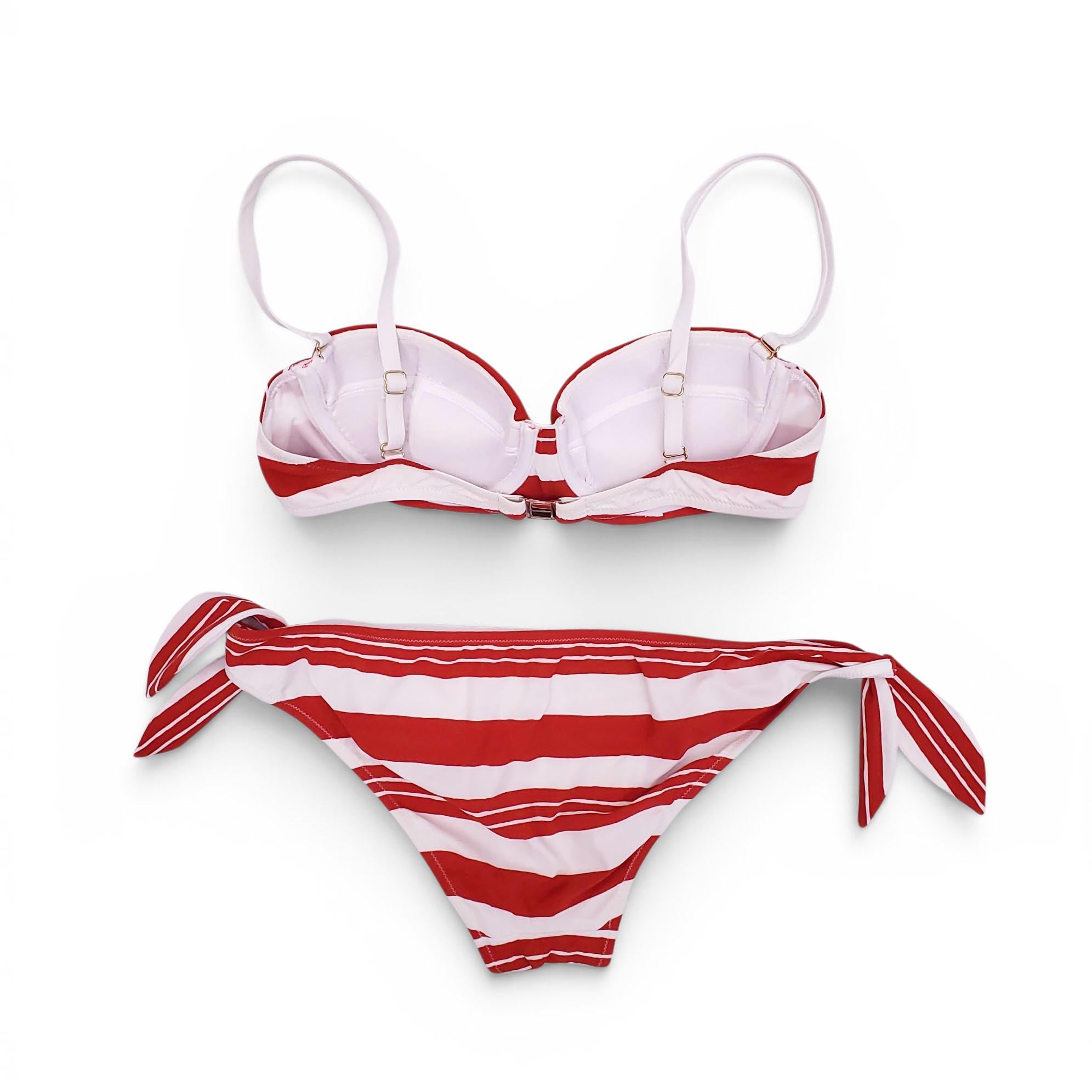 DOLCE & GABBANA RED AND WHITE STRIPED BIKINI - SIZE S