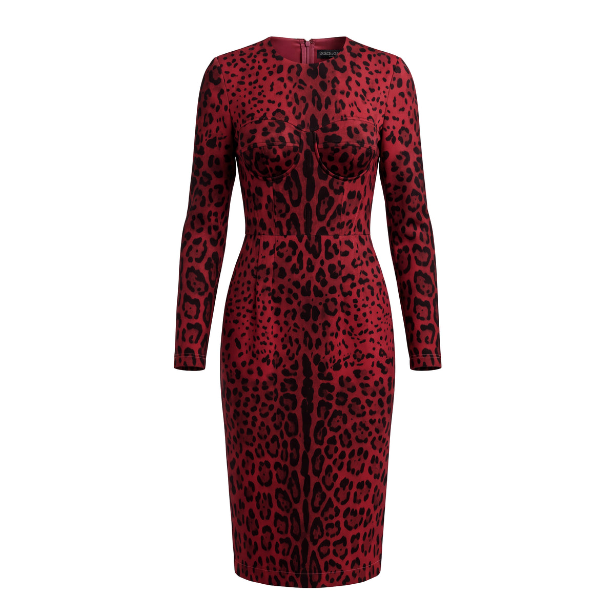 DOLCE & GABBANA RED LEOPARD DRESS - SIZE 44