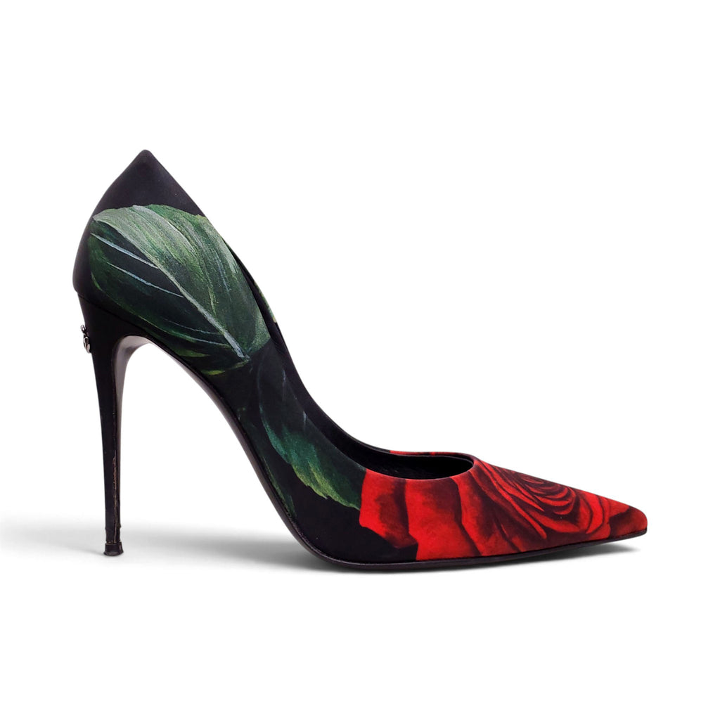 DOLCE & GABBANA ROSE PATTERNED HEELS - SIZE 38