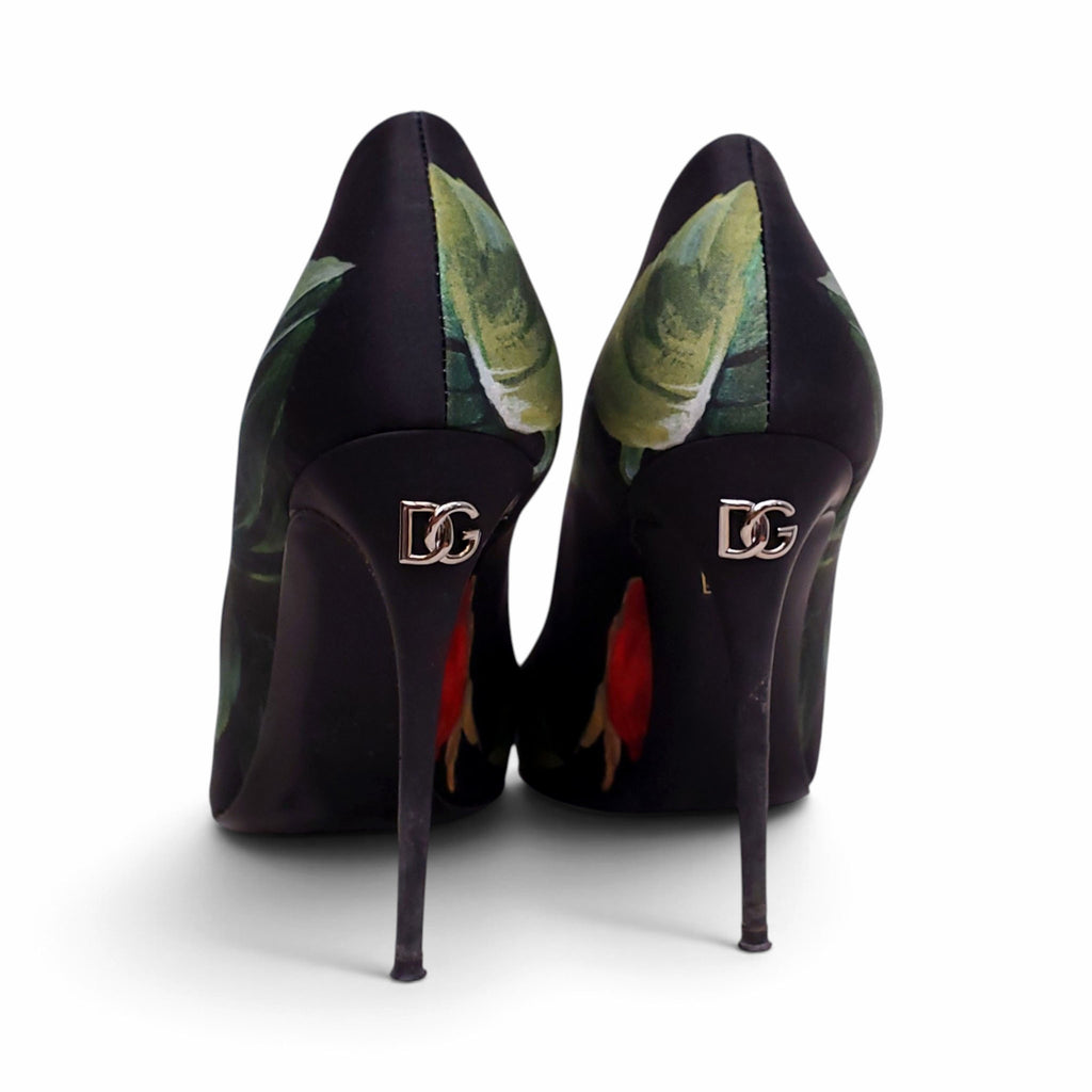 DOLCE & GABBANA ROSE PATTERNED HEELS - SIZE 38